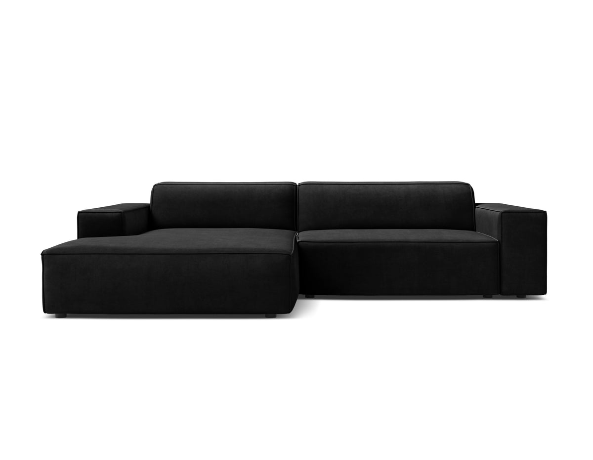 Left-facing 3-seater sofa JODIE in black velvet