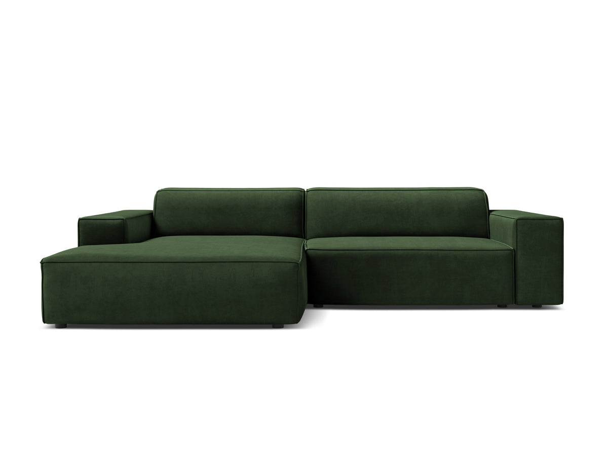Left-facing 3-seater sofa JODIE in bottle green velvet