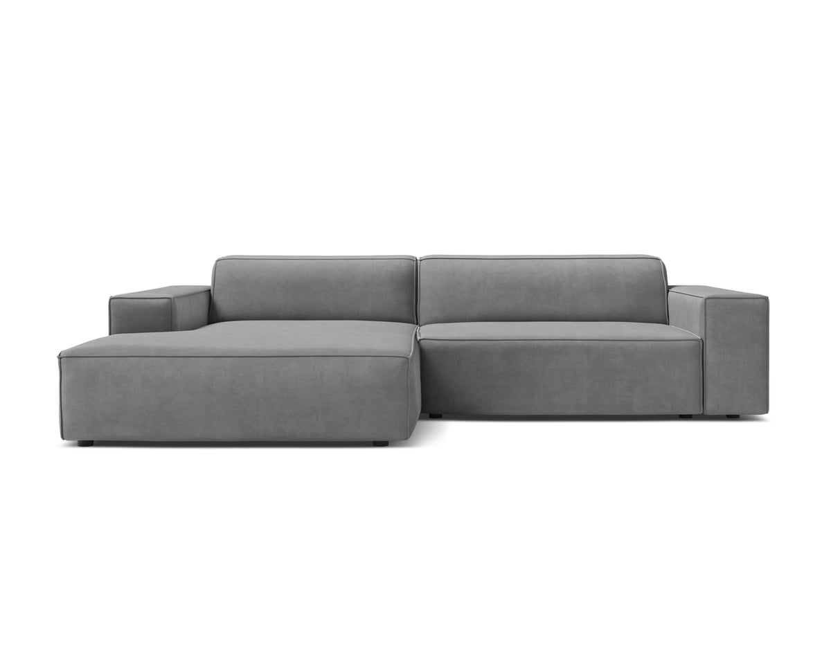Left-facing 3-seater sofa JODIE in gray velvet
