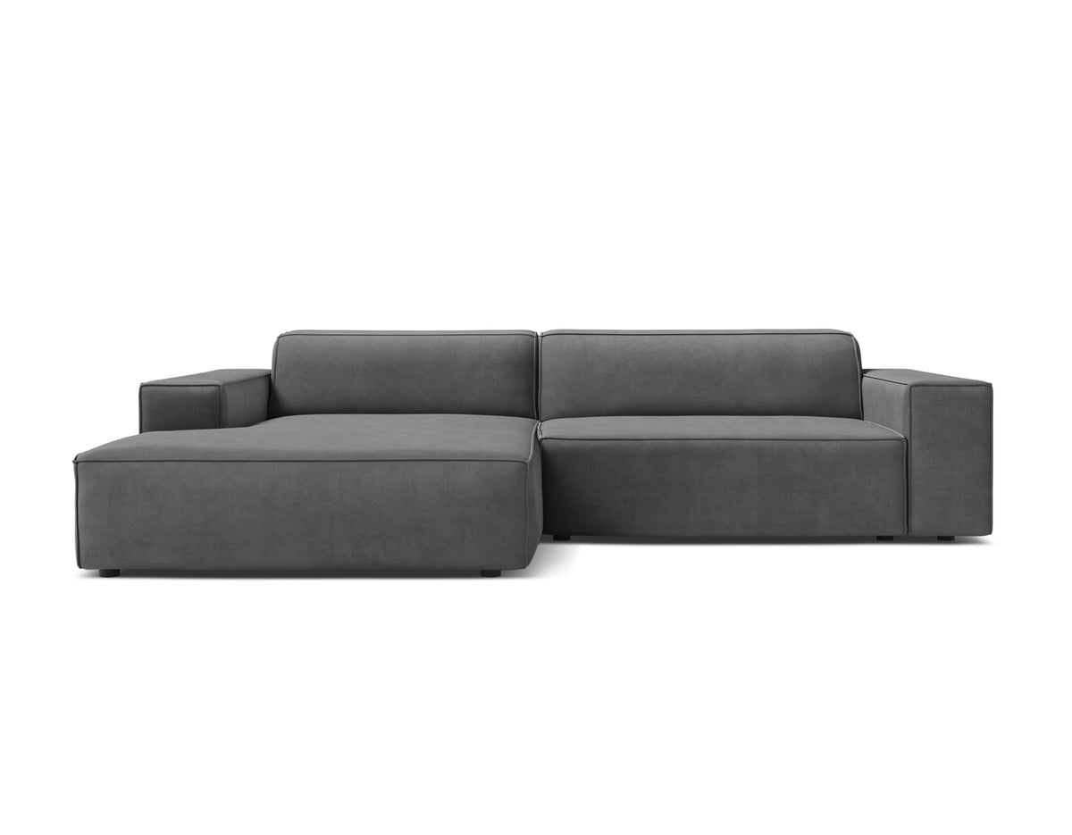 Left-facing 3-seater sofa JODIE in dark gray velvet