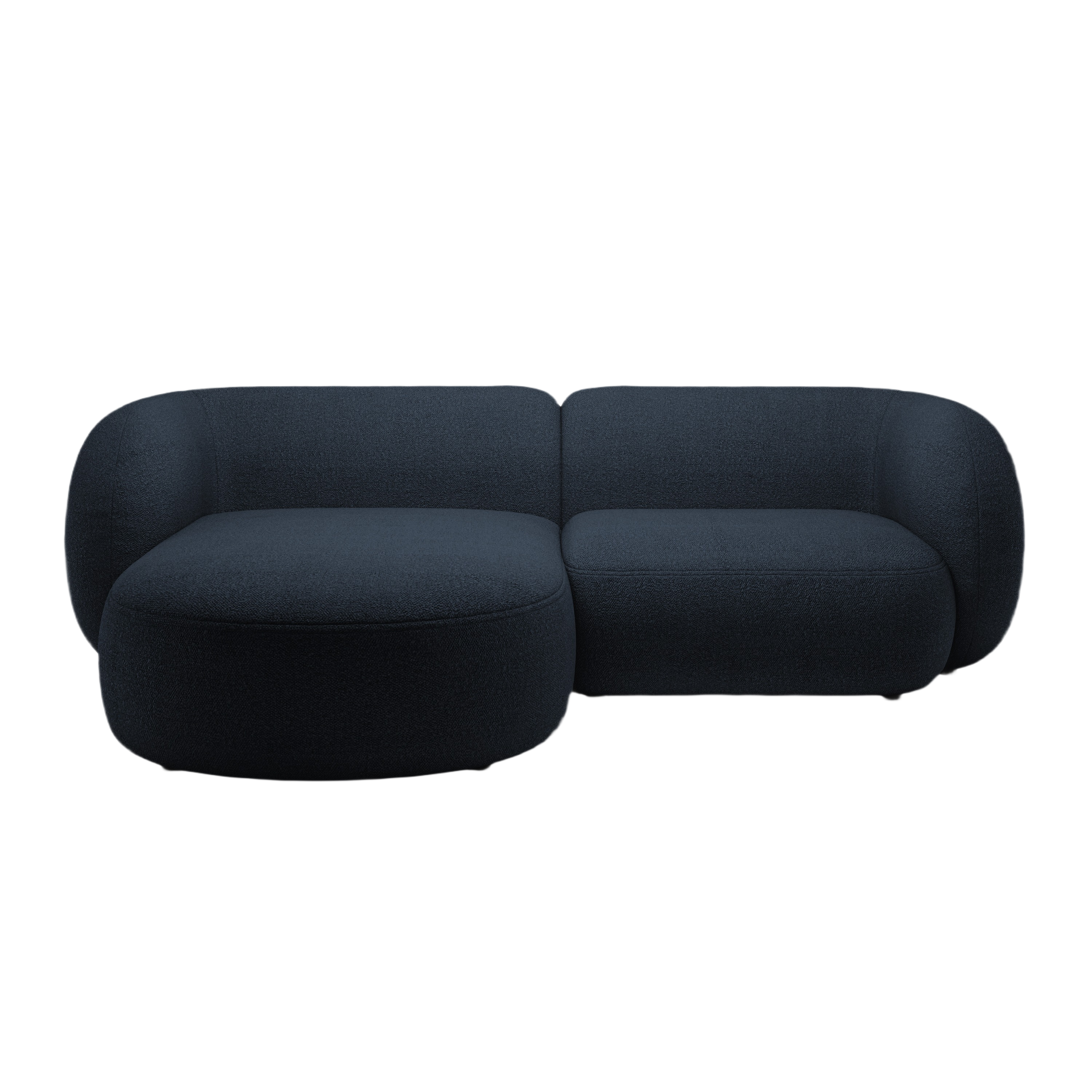 Linksseitiges 2-Sitzer-Sofa KATE in marineblauem Boucle