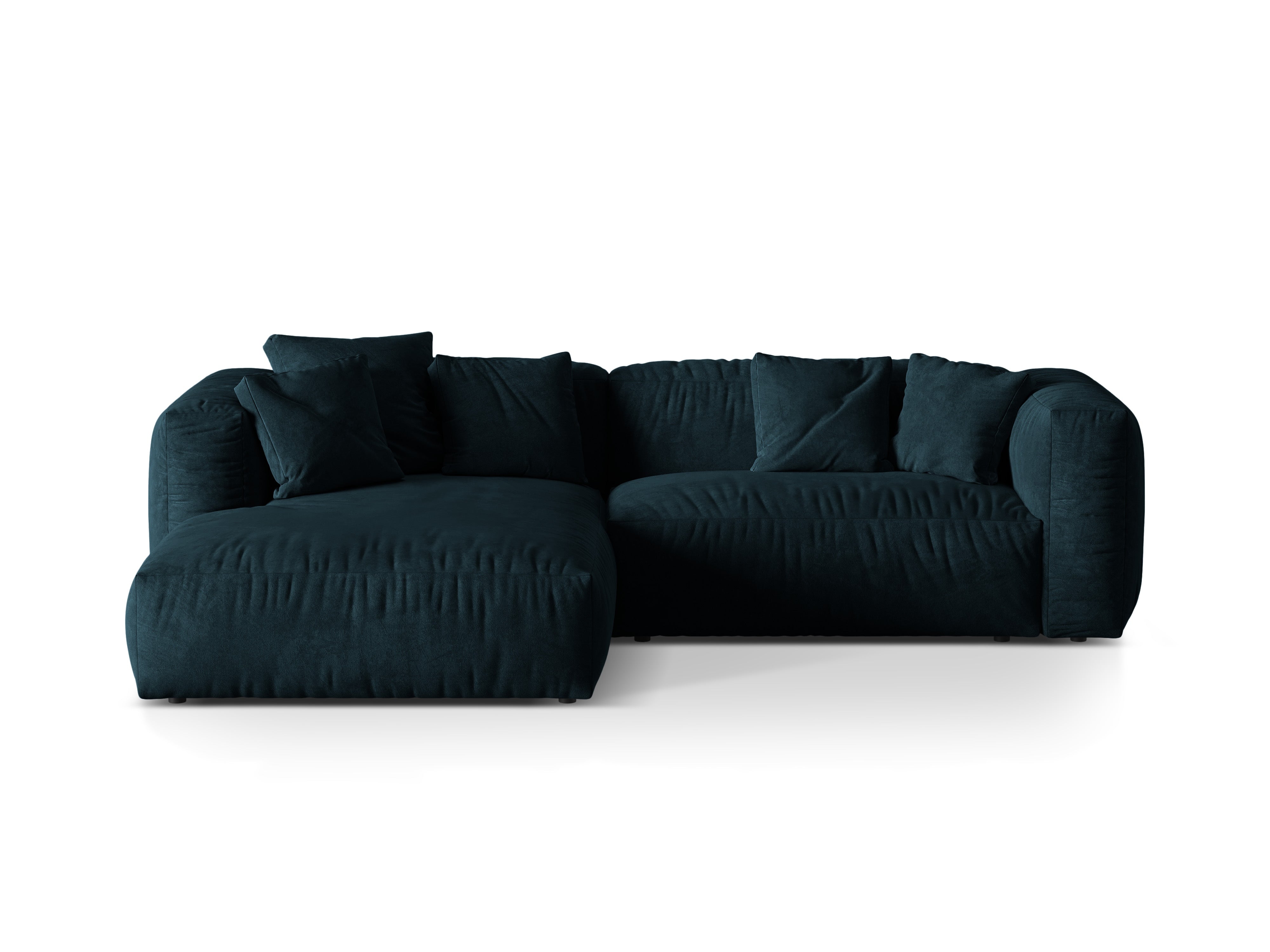Left-handed 2-seater velvet Martin navy blue Petrol
