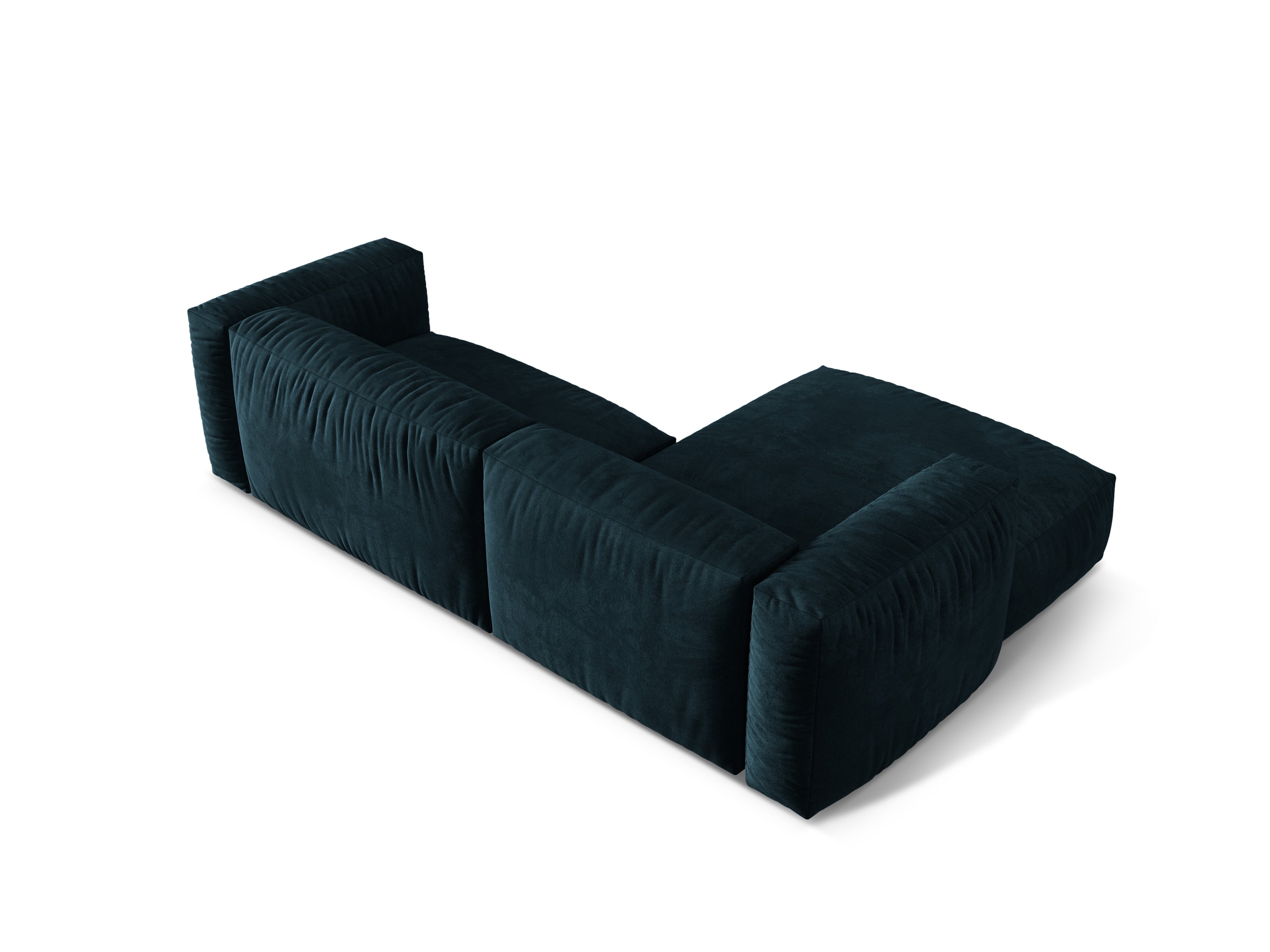 Left-handed 2-seater velvet Martin navy blue Petrol