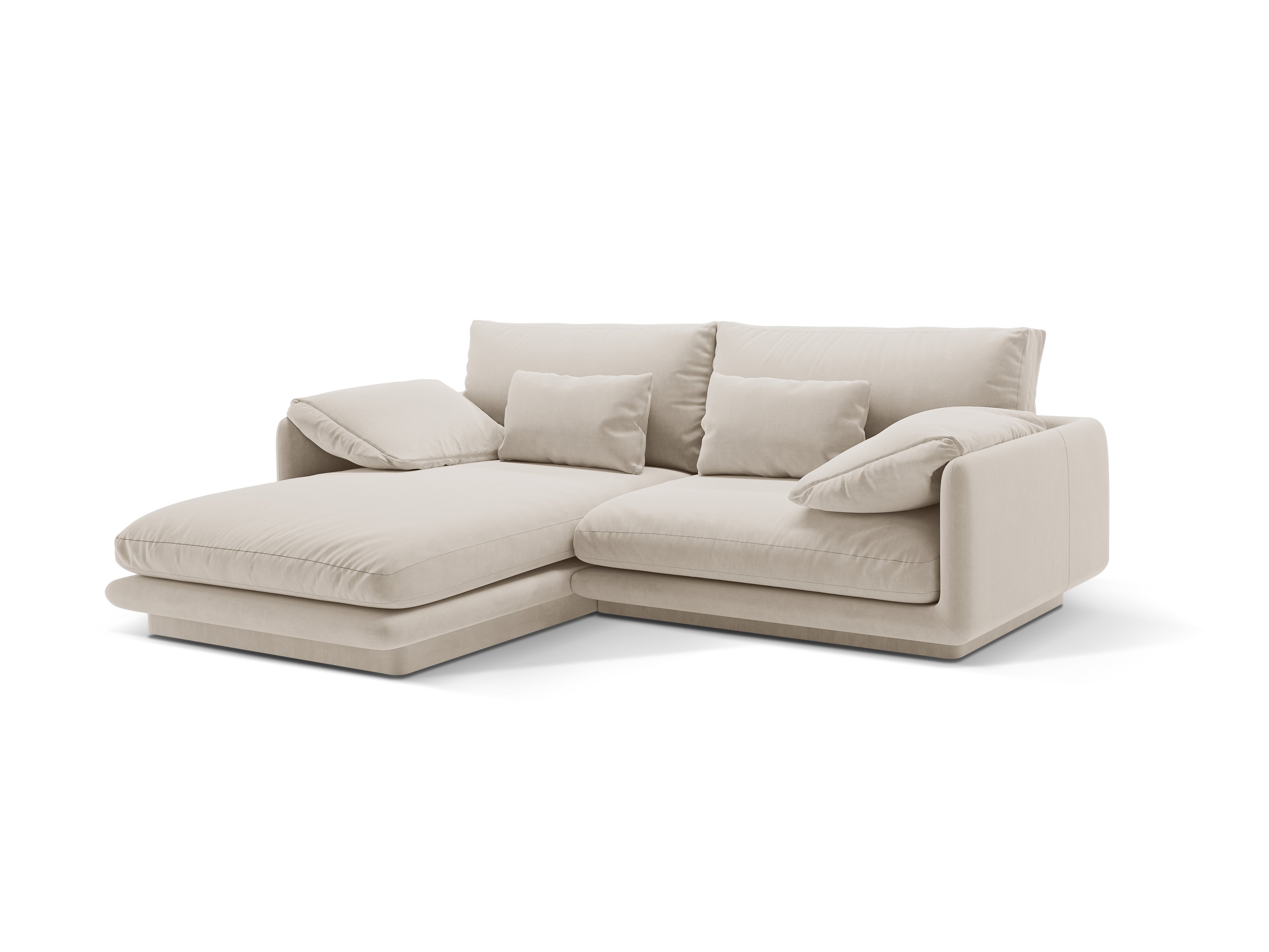 Torino ecru velvet velvet 3-person left