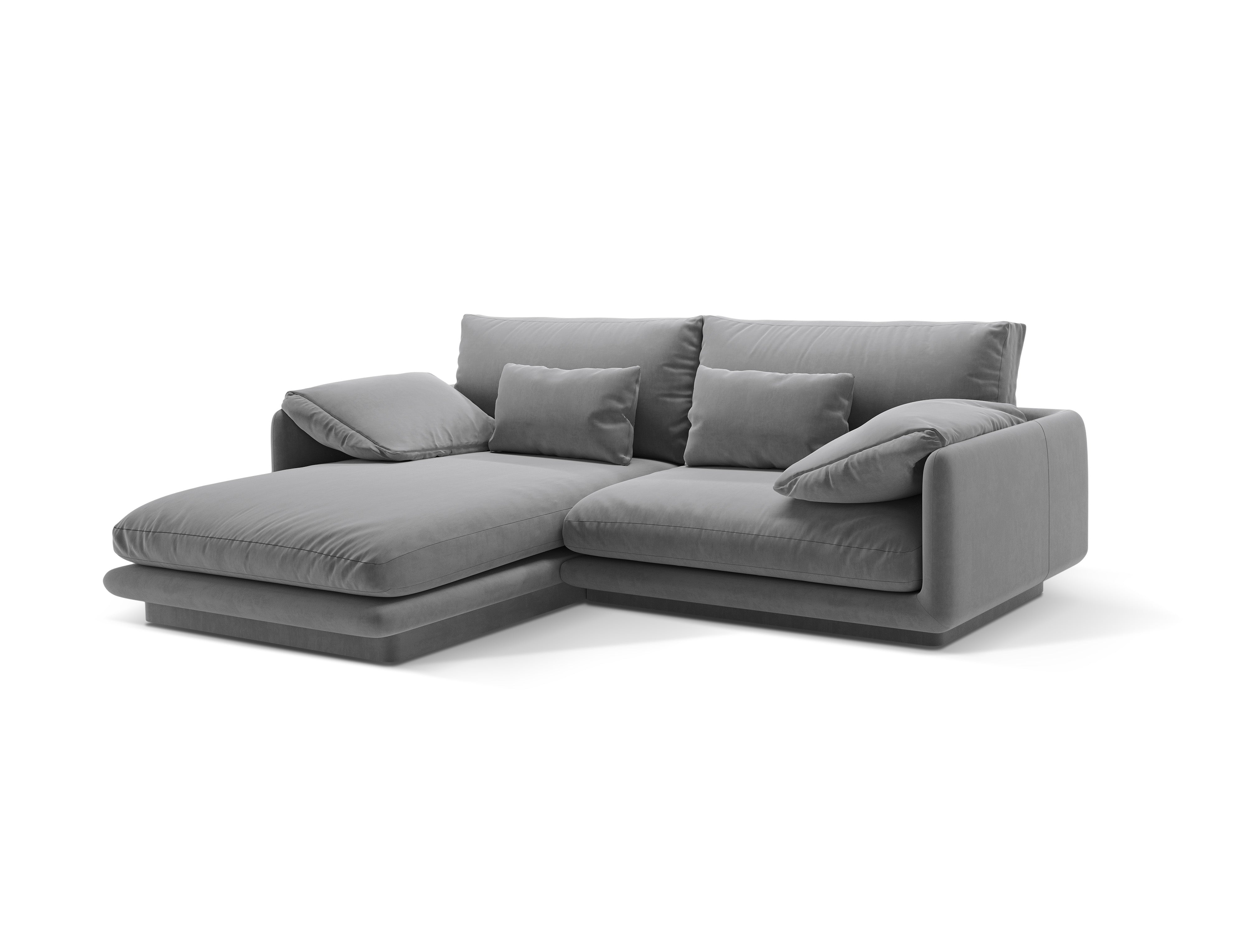 Velvet corner 3-person left-sided Torino light gray