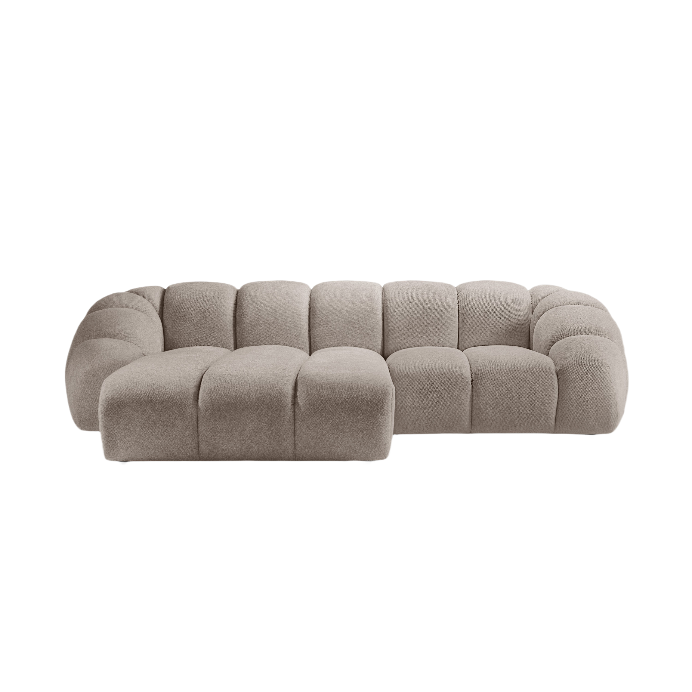 Left-facing 3-seater corner sofa DIANA dark beige chenille