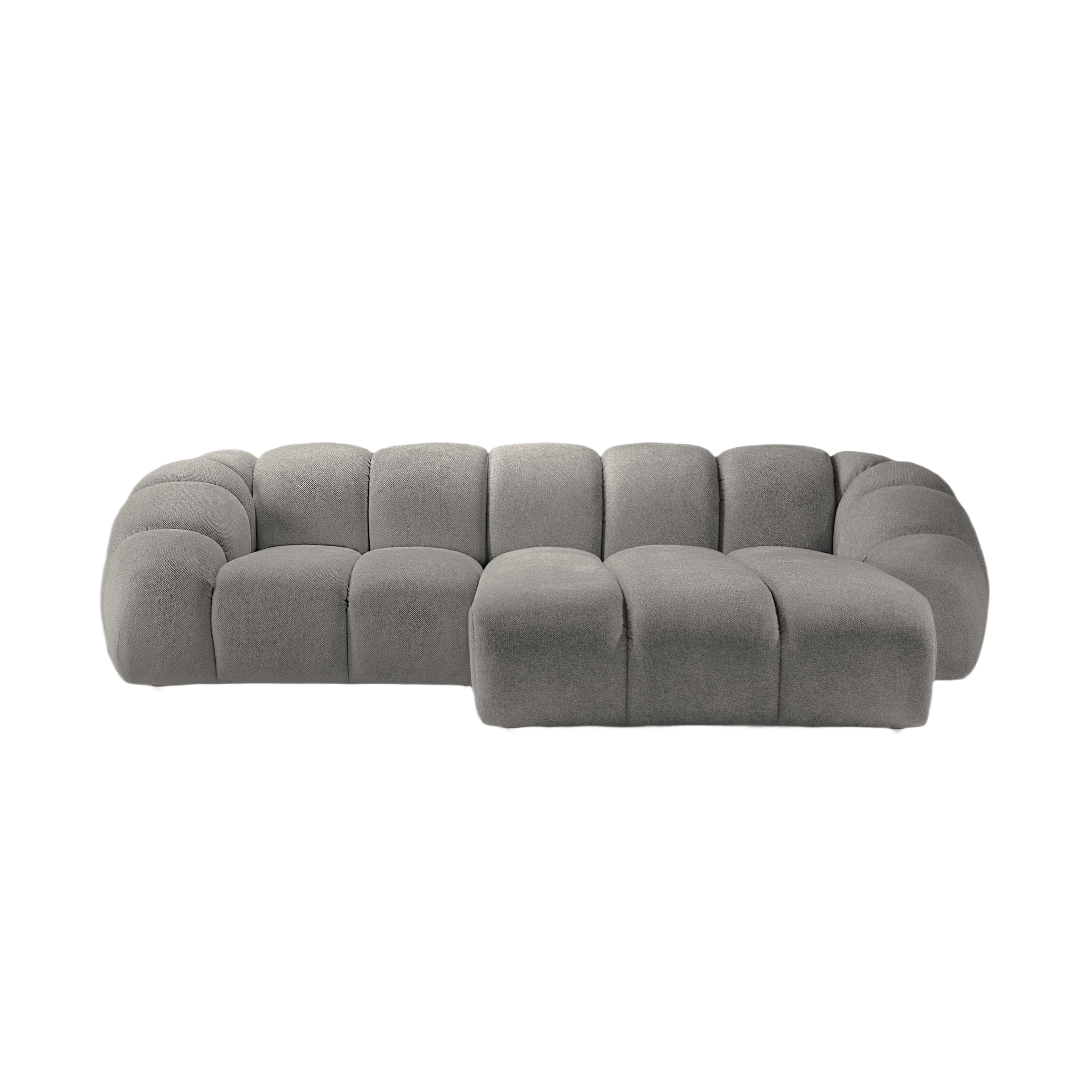 Dreisitzer-Ecksofa rechts DIANA hellgrau Chenille