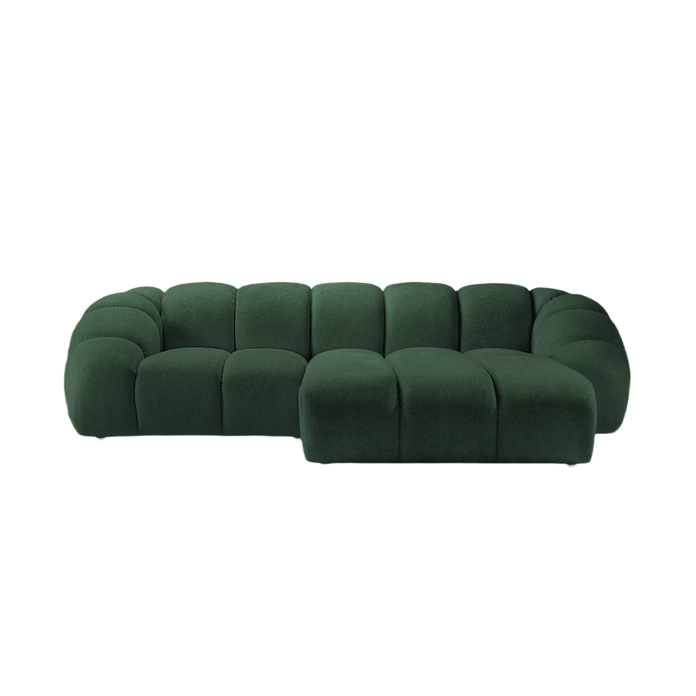 Dreisitzer-Ecksofa rechts DIANA dunkelgrüner Chenille