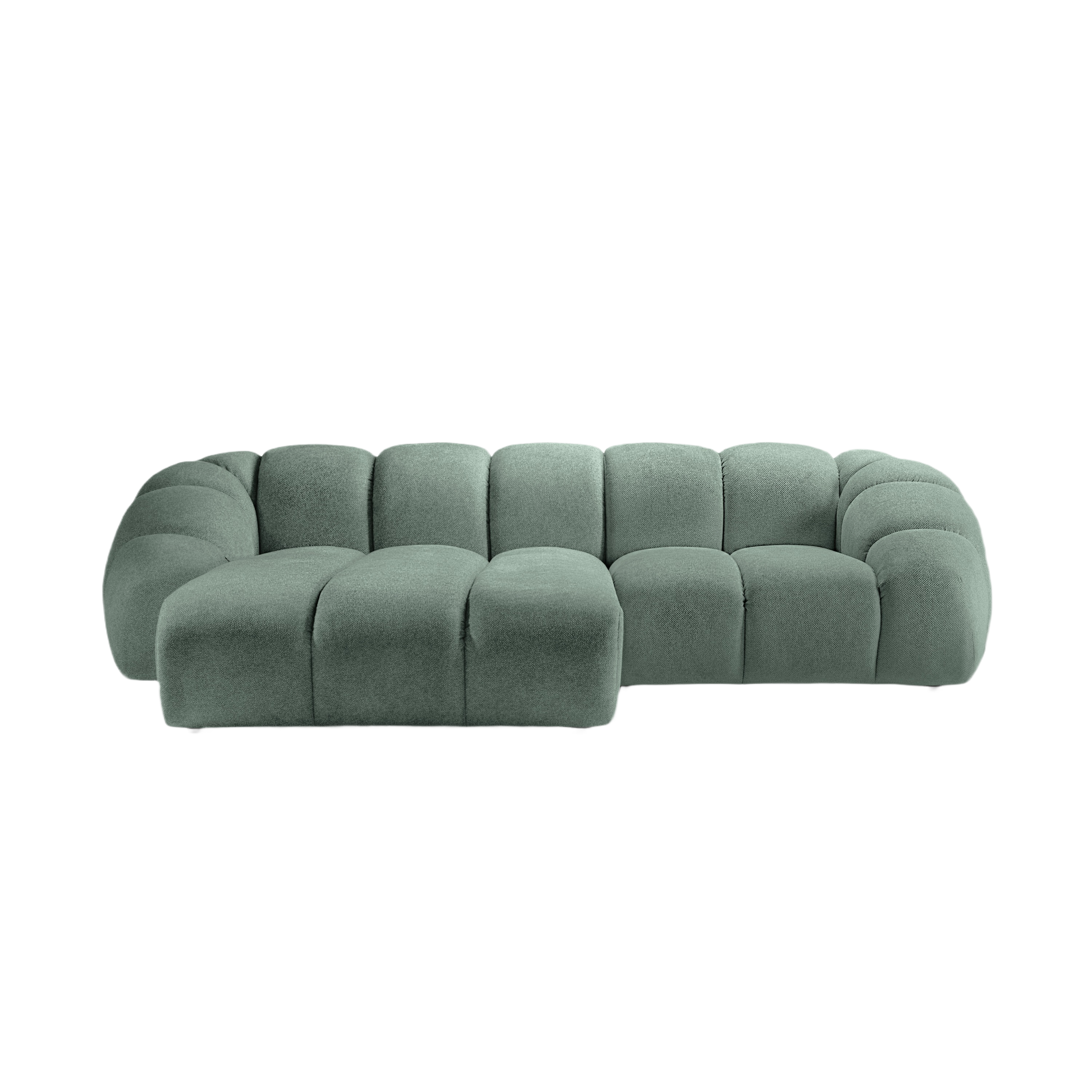 3-seater left-facing corner sofa DIANA mint chenille