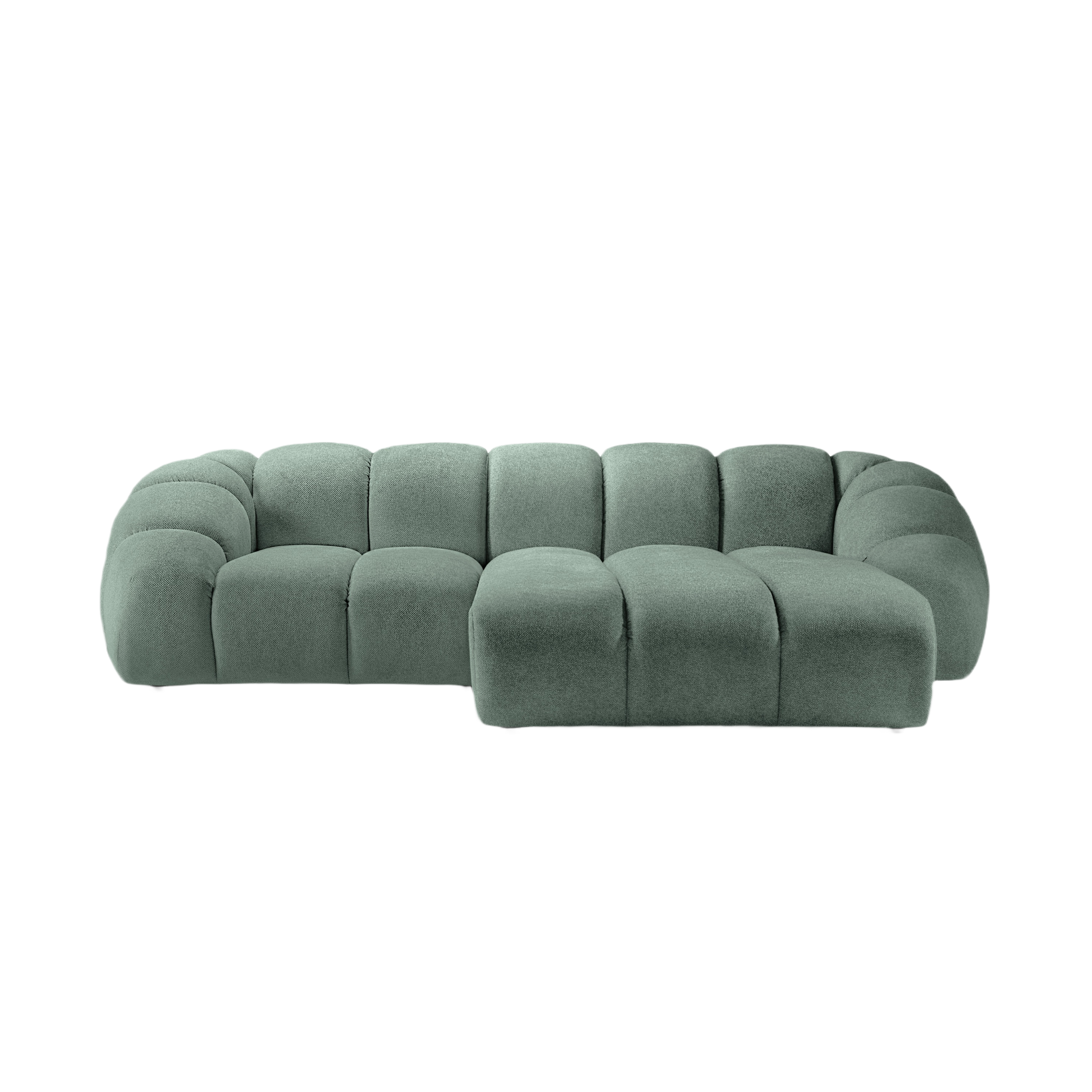 Dreisitzer-Ecksofa rechts DIANA mintgrüner Chenille