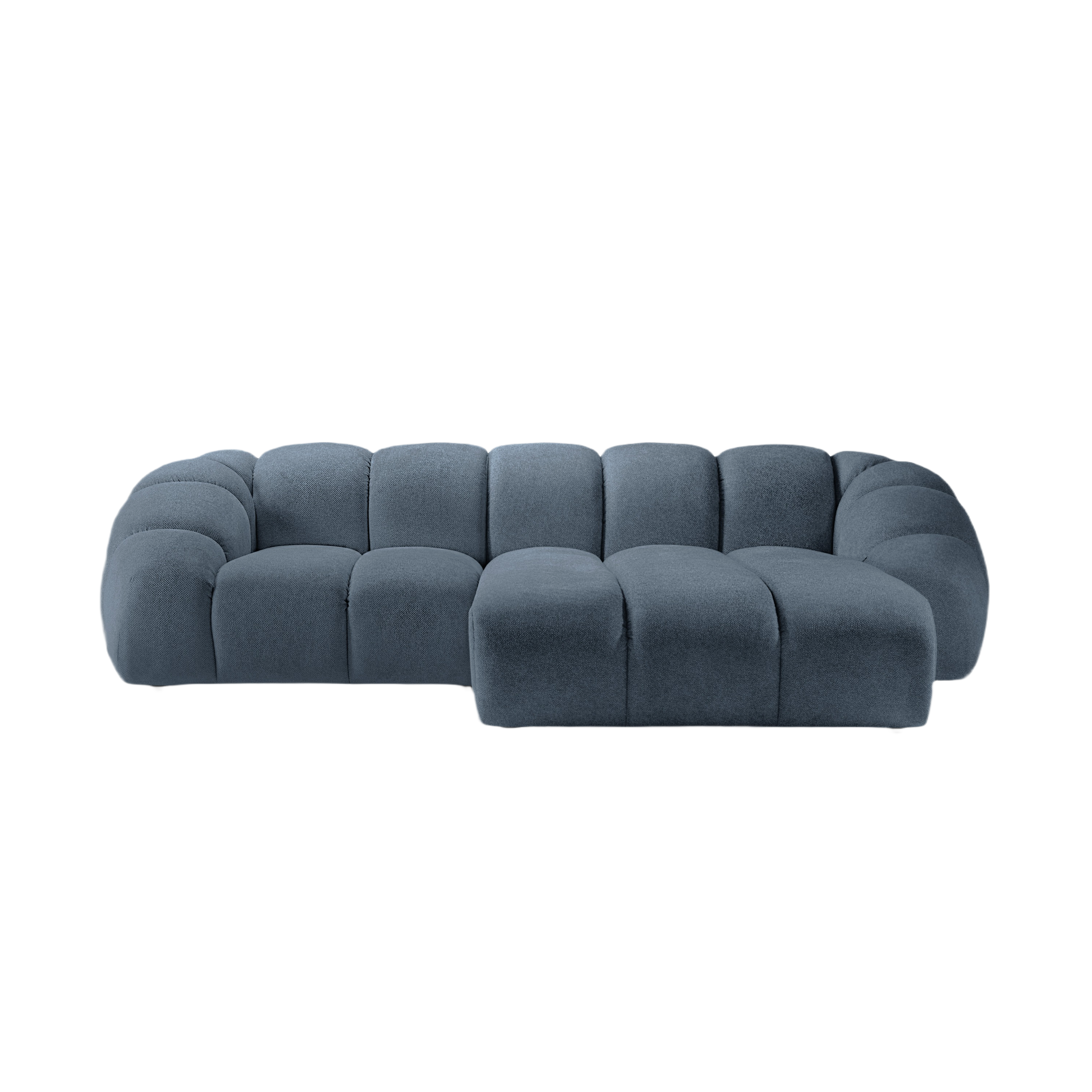 Right-facing 3-seater Corner Sofa DIANA light blue chenille