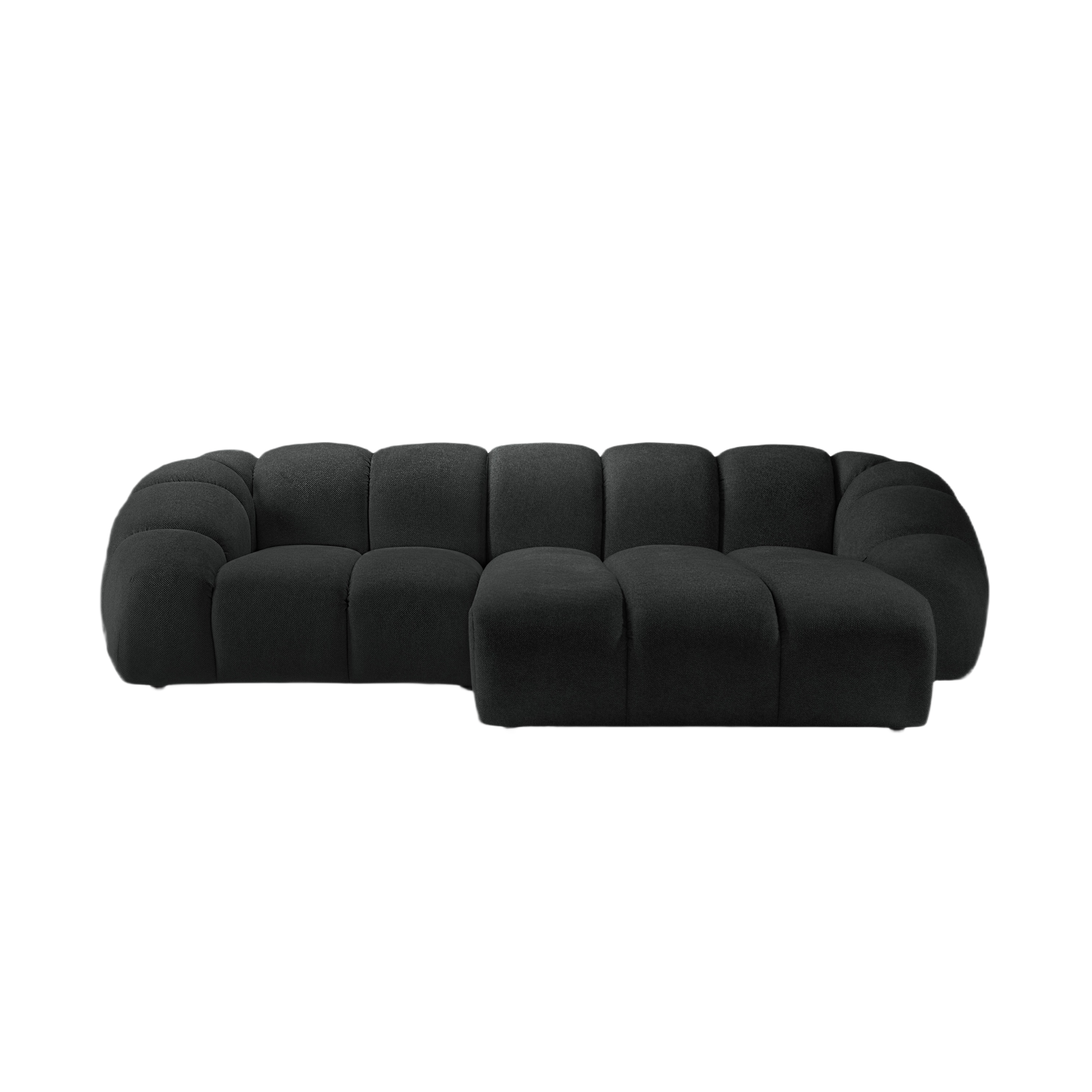 Dreisitzer-Ecksofa rechts DIANA anthrazitfarbenes Chenille