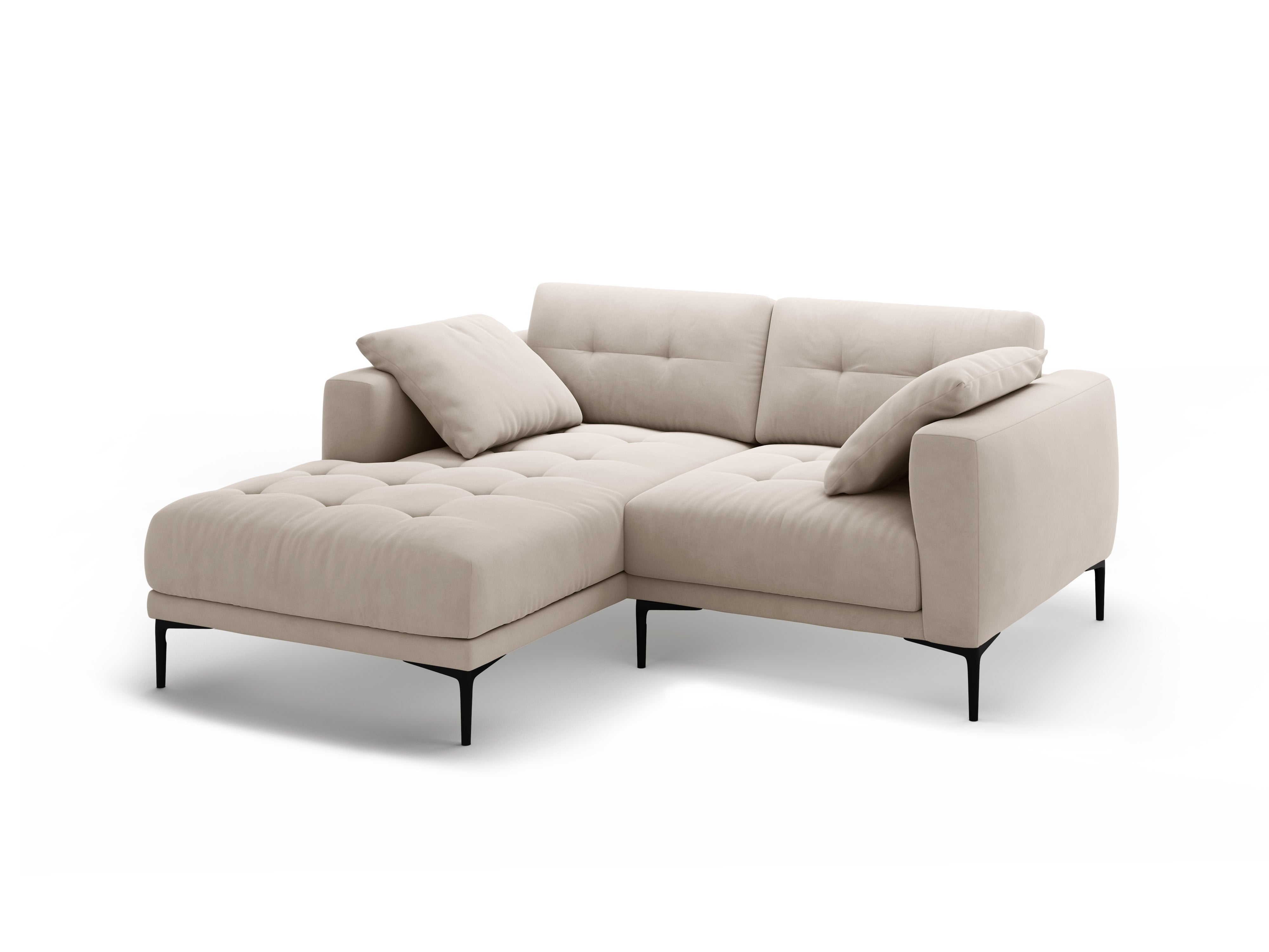 Ecksofa linksseitig aus Samt BEMY beige