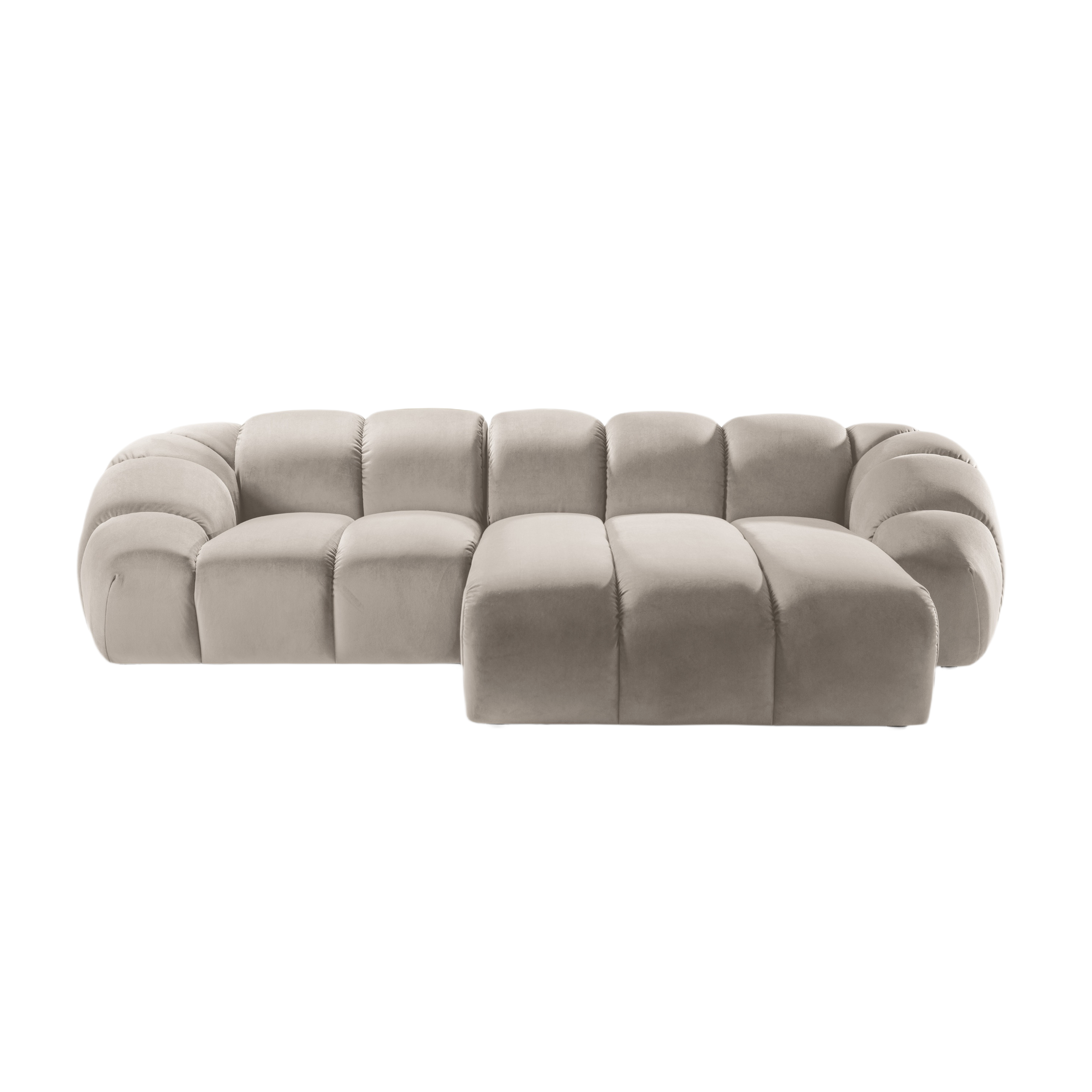Velvet Right Corner Sofa, "Diana", 3 Sitze, Beige, 294x182x72
In Europa gemacht
