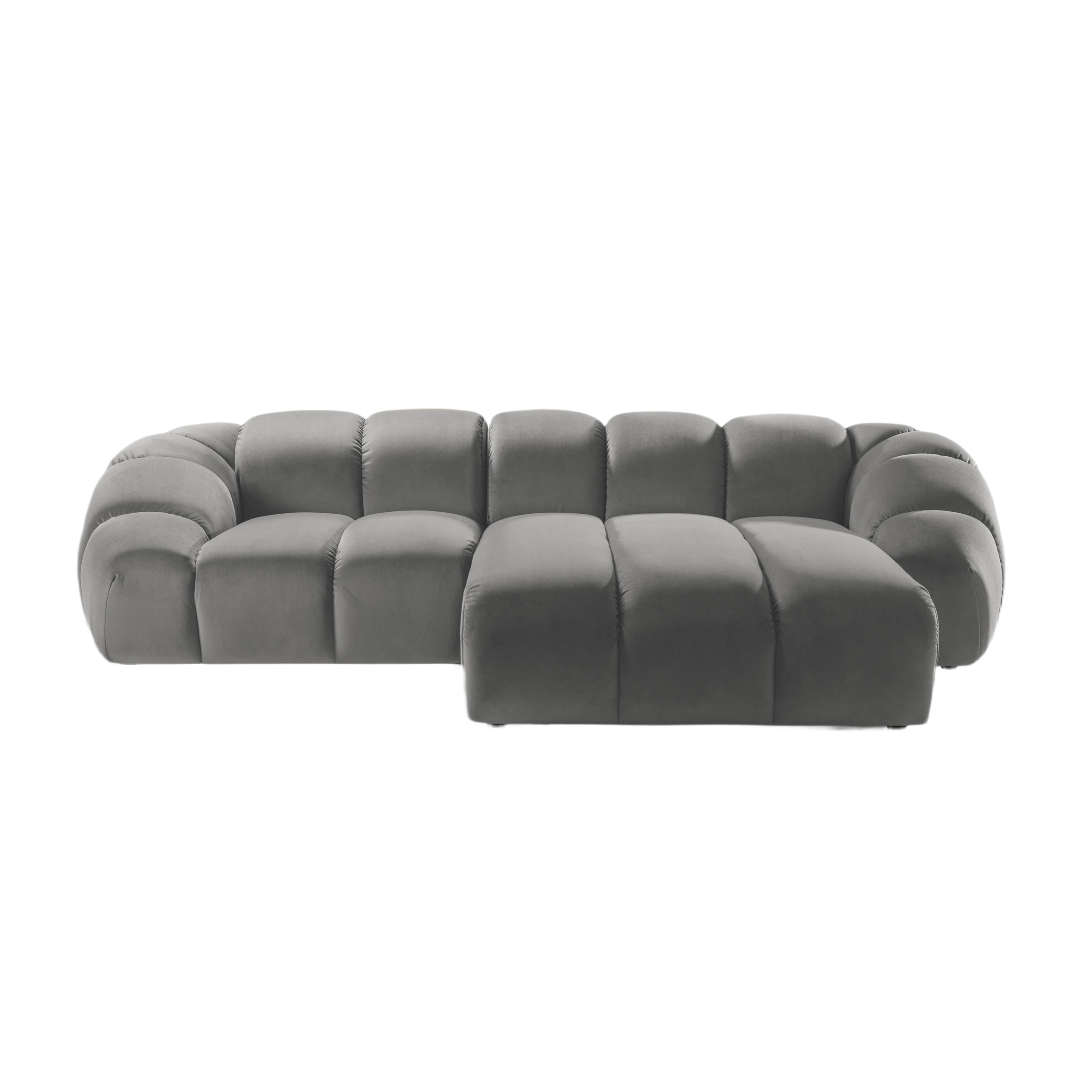 Velvet Right Corner Sofa, "Diana", 3 Seats, Gray, 294x182x72
Made in Europe