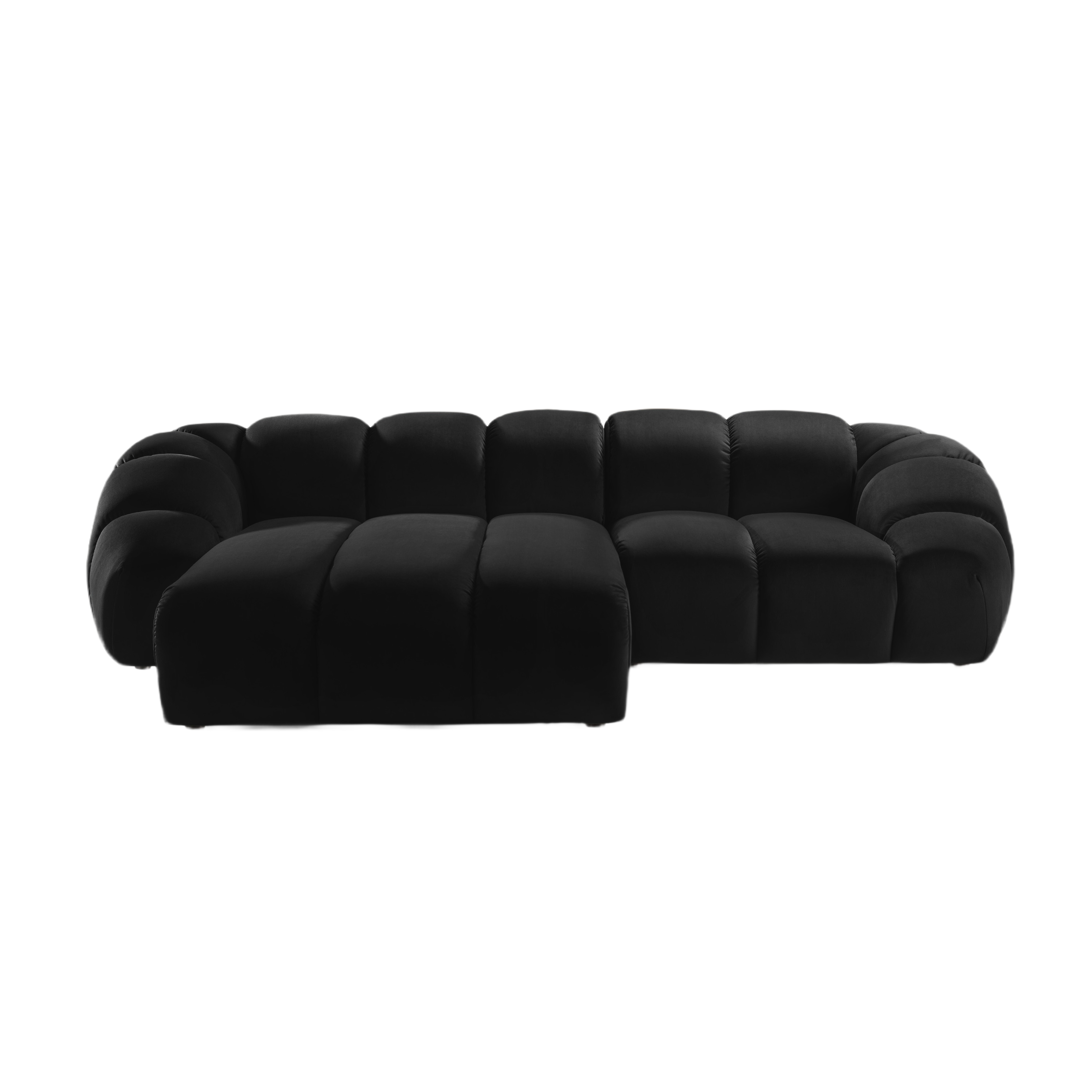 Velvet Left Corner Sofa, "Diana", 3 Seats, Black, 294x182x72
Made in Europe
