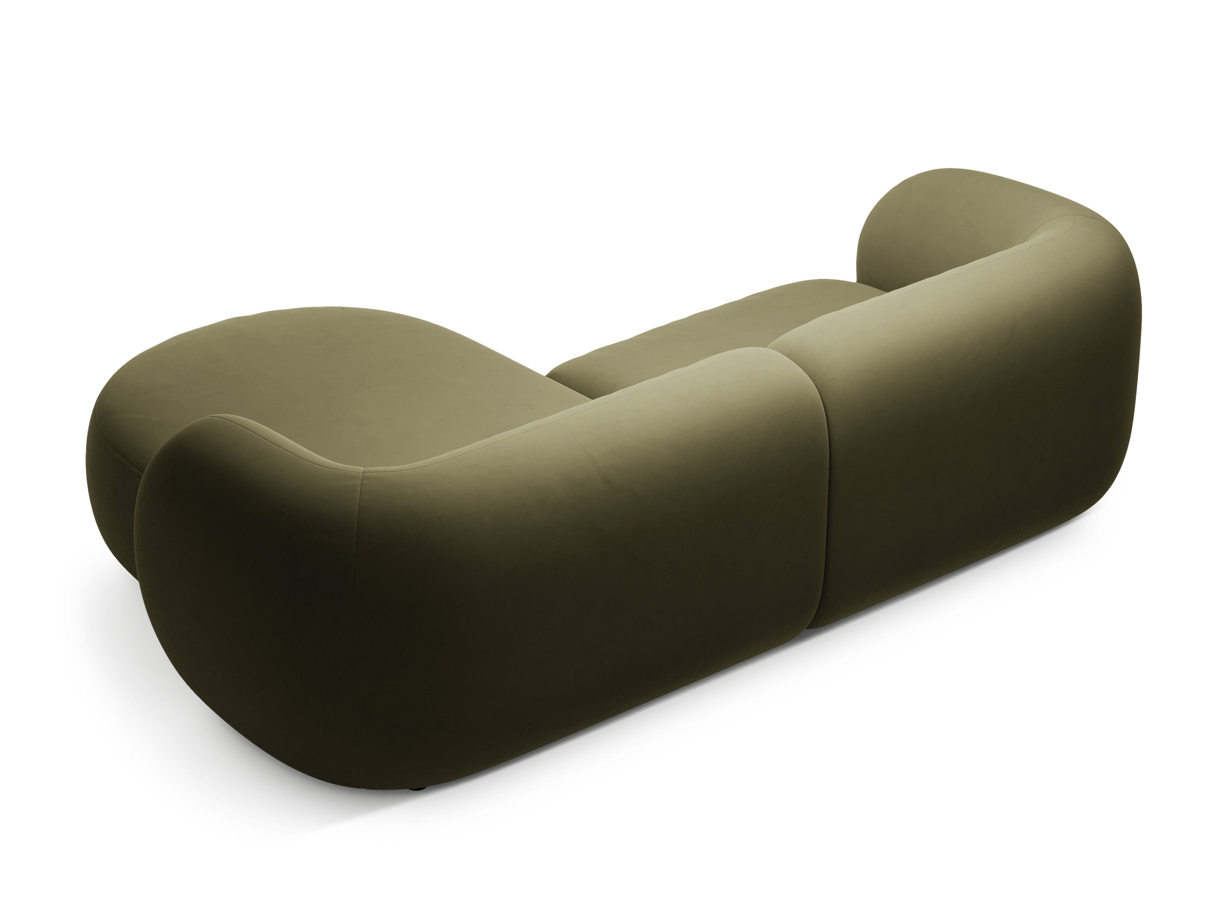 Right-facing velvet corner sofa for 2 people KATE green