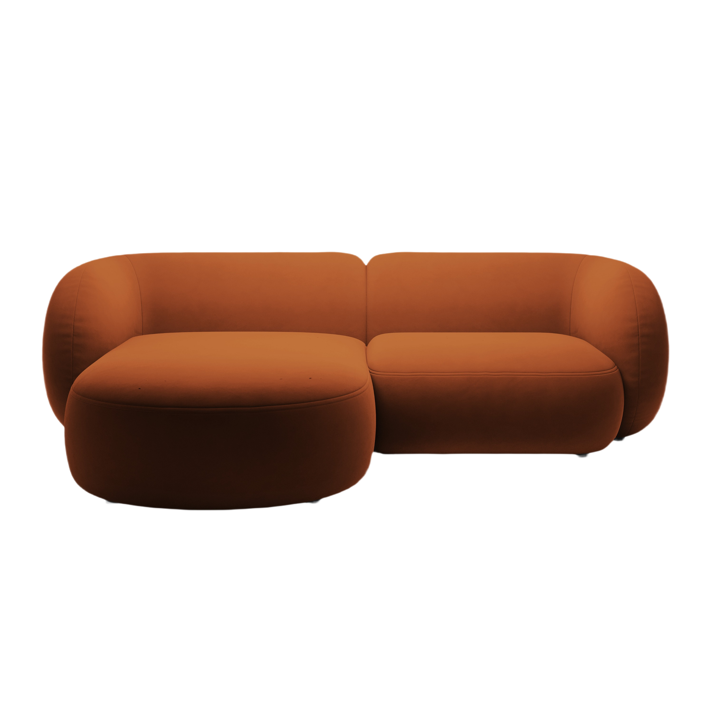 Samt-Ecksofa linksseitig 2-sitzig KATE terracotta