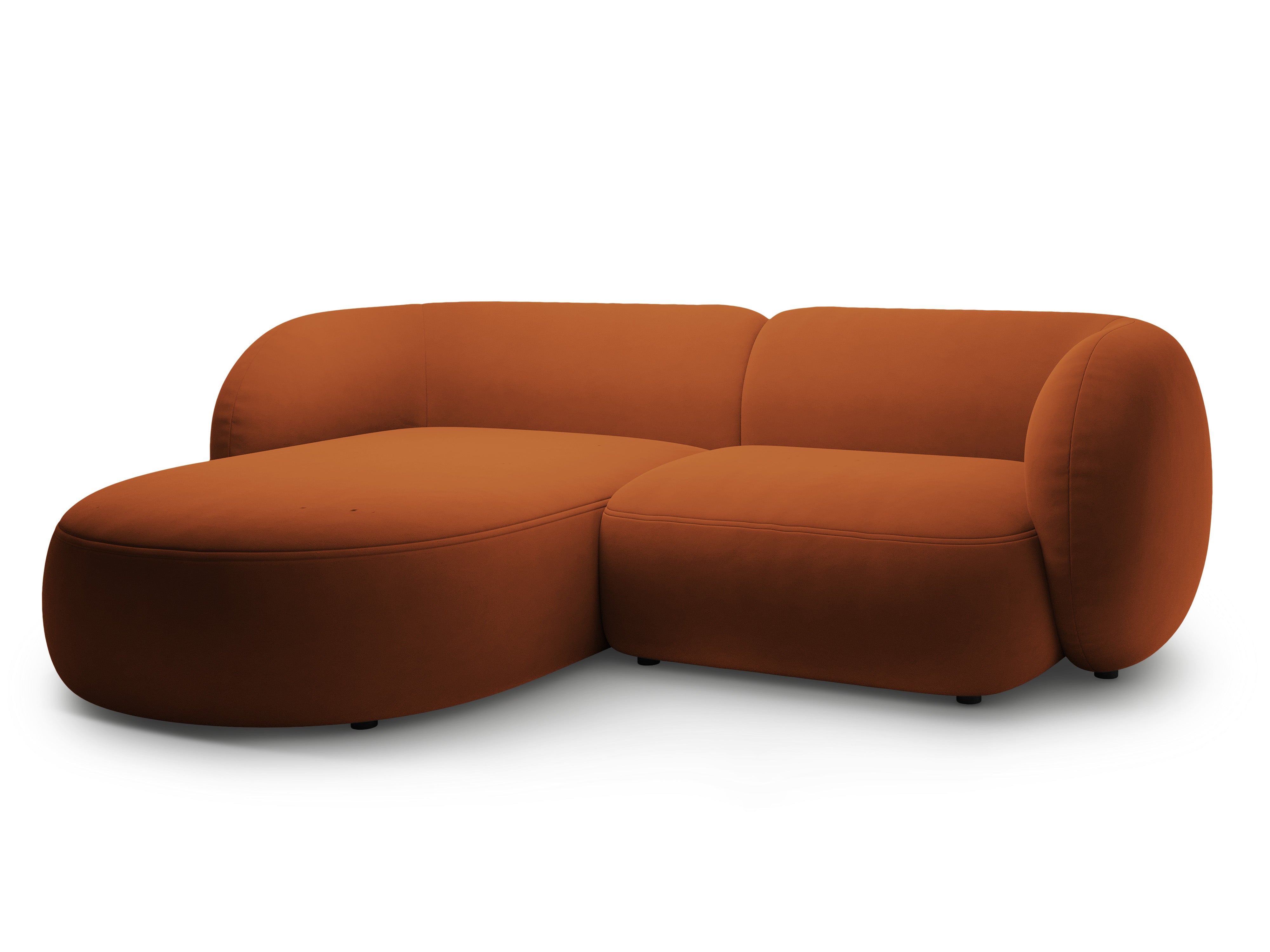Samt-Ecksofa linksseitig 2-sitzig KATE terracotta