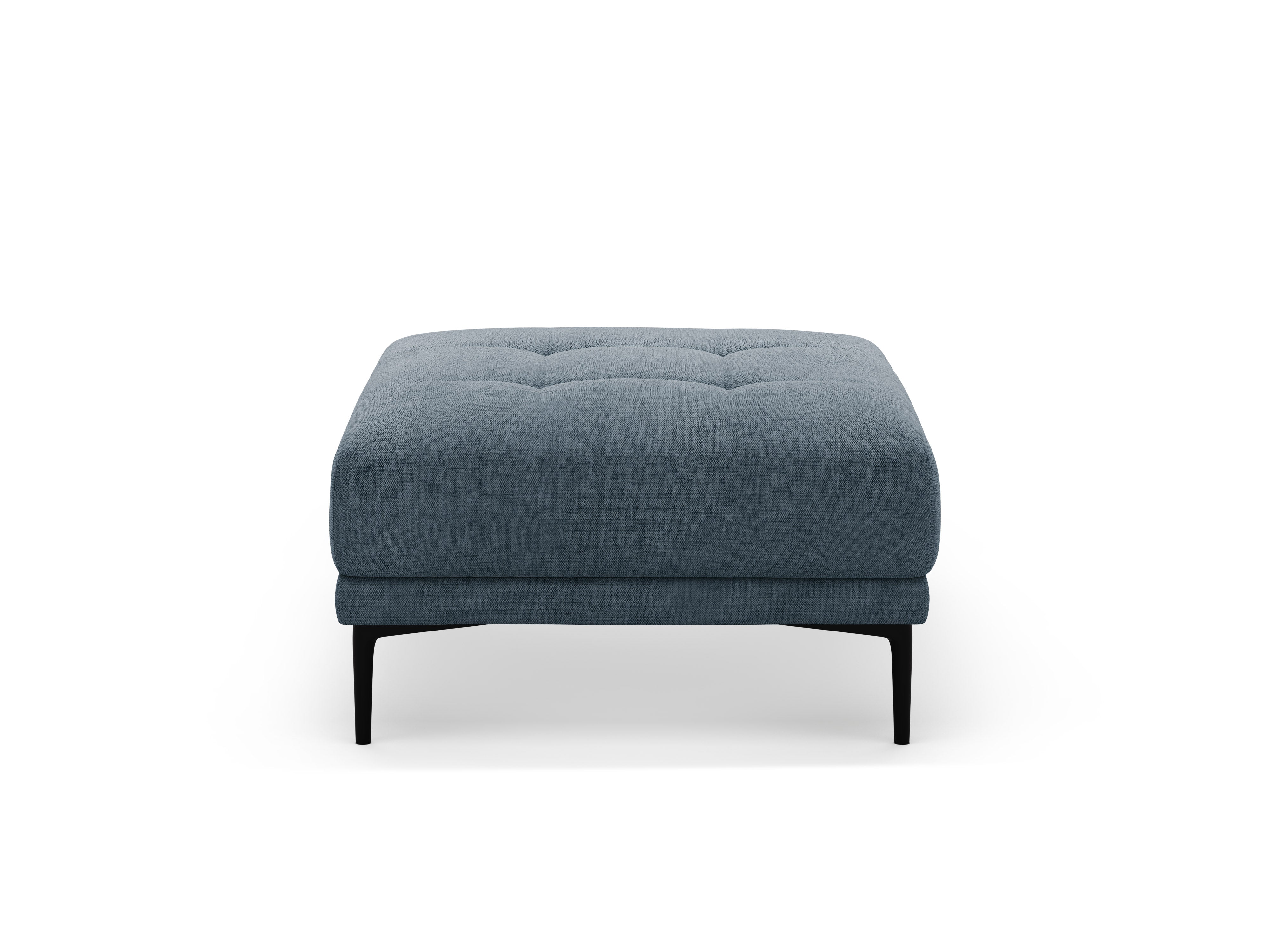 BEMY Dark Blue Chenille Square Pouf