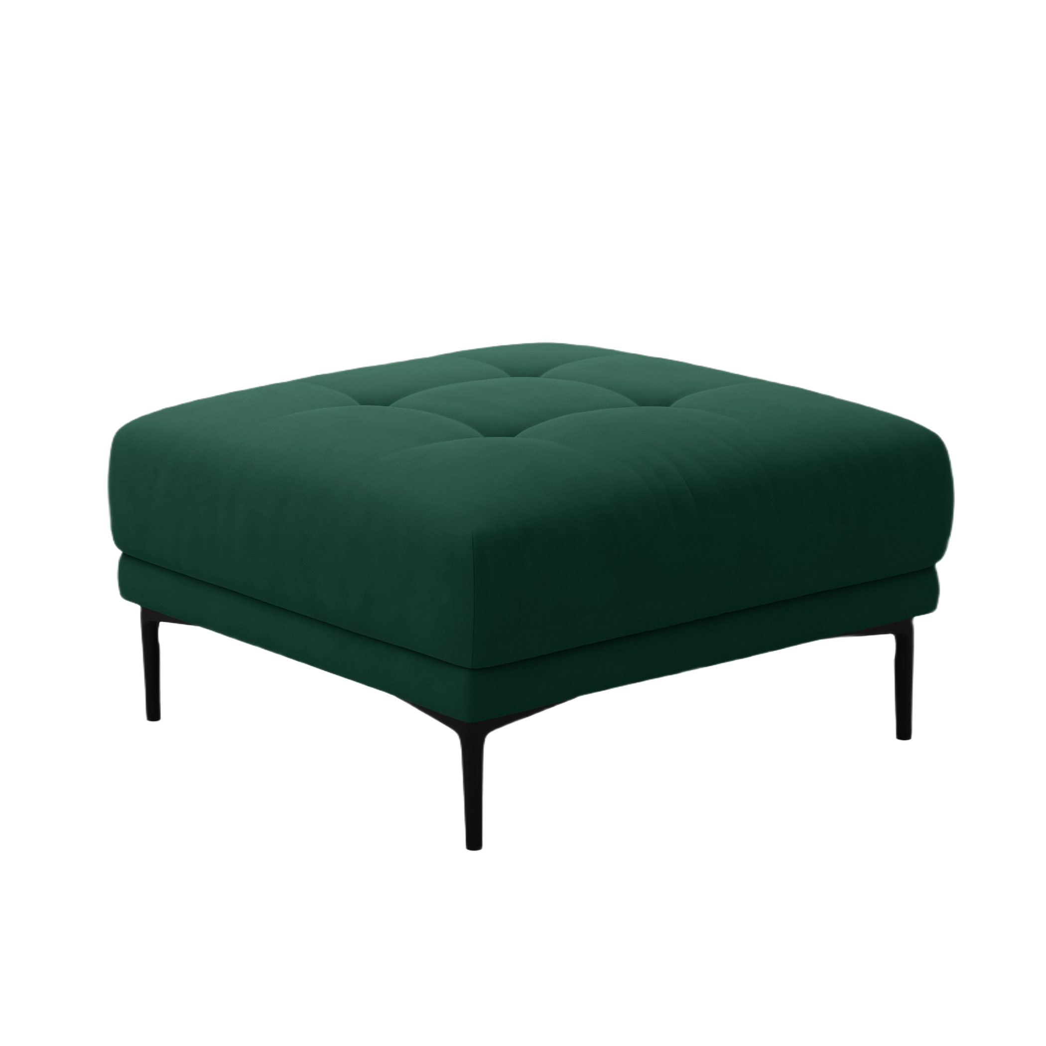 Square Velvet Pouf BEMY Bottle Green