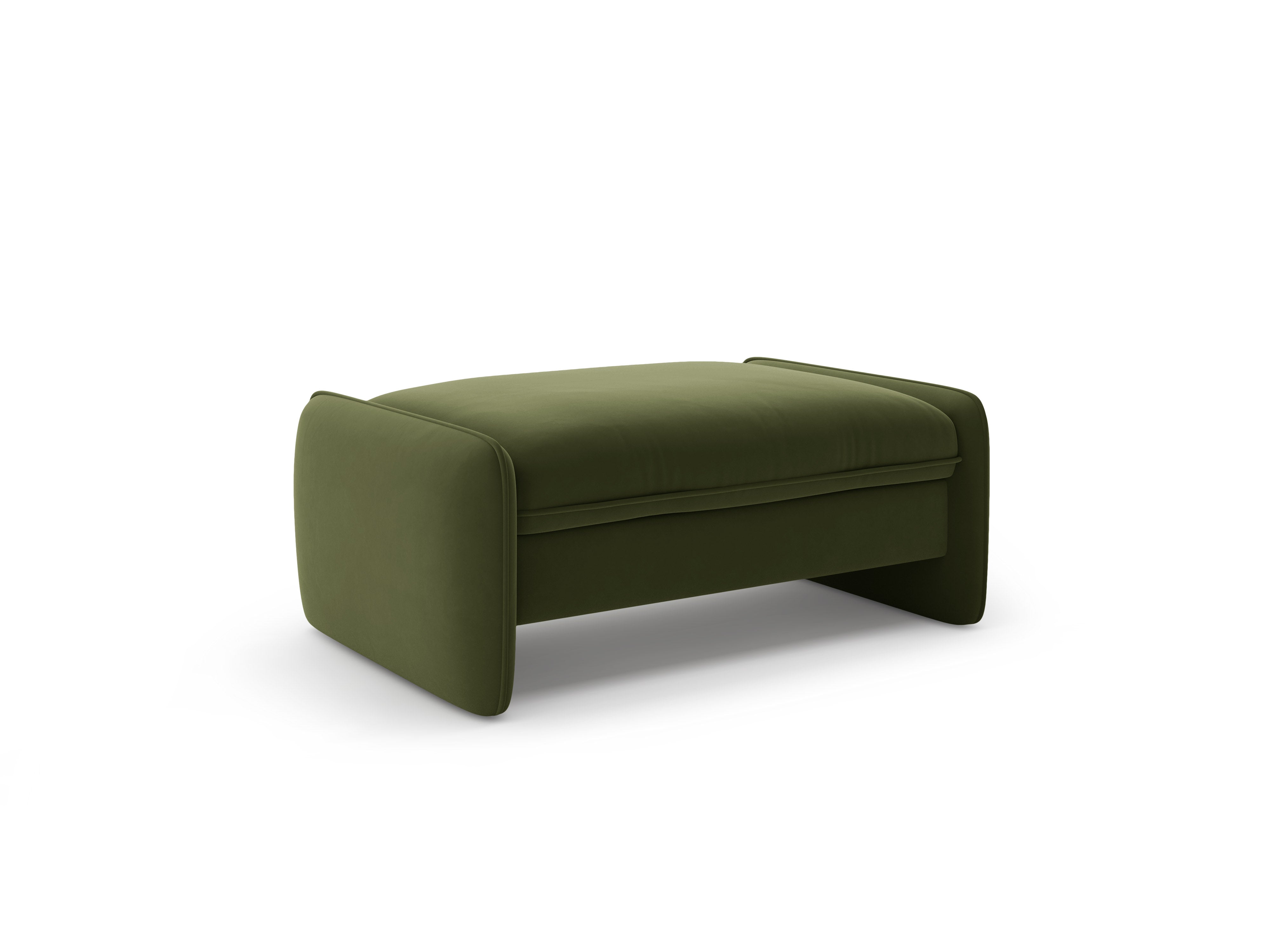 Velvet pouf GEORGIA military green