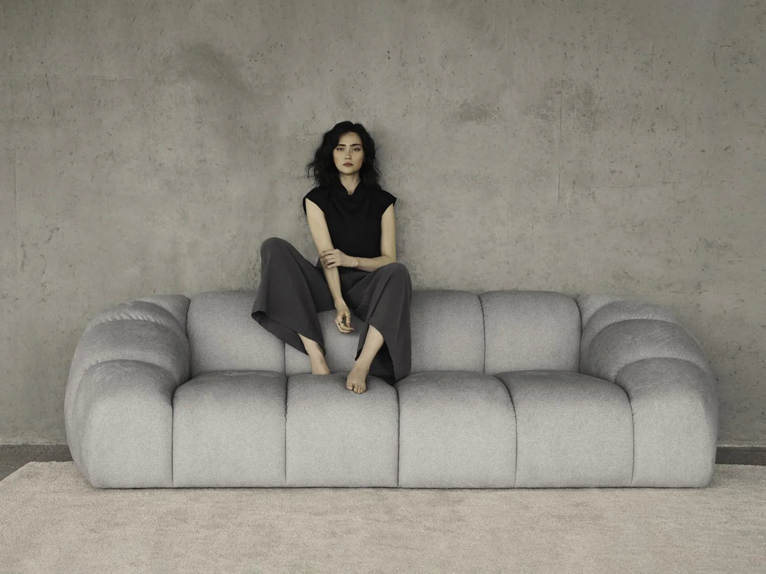 Sofa 2,5-sitzige DIANA hellblauer Chenille