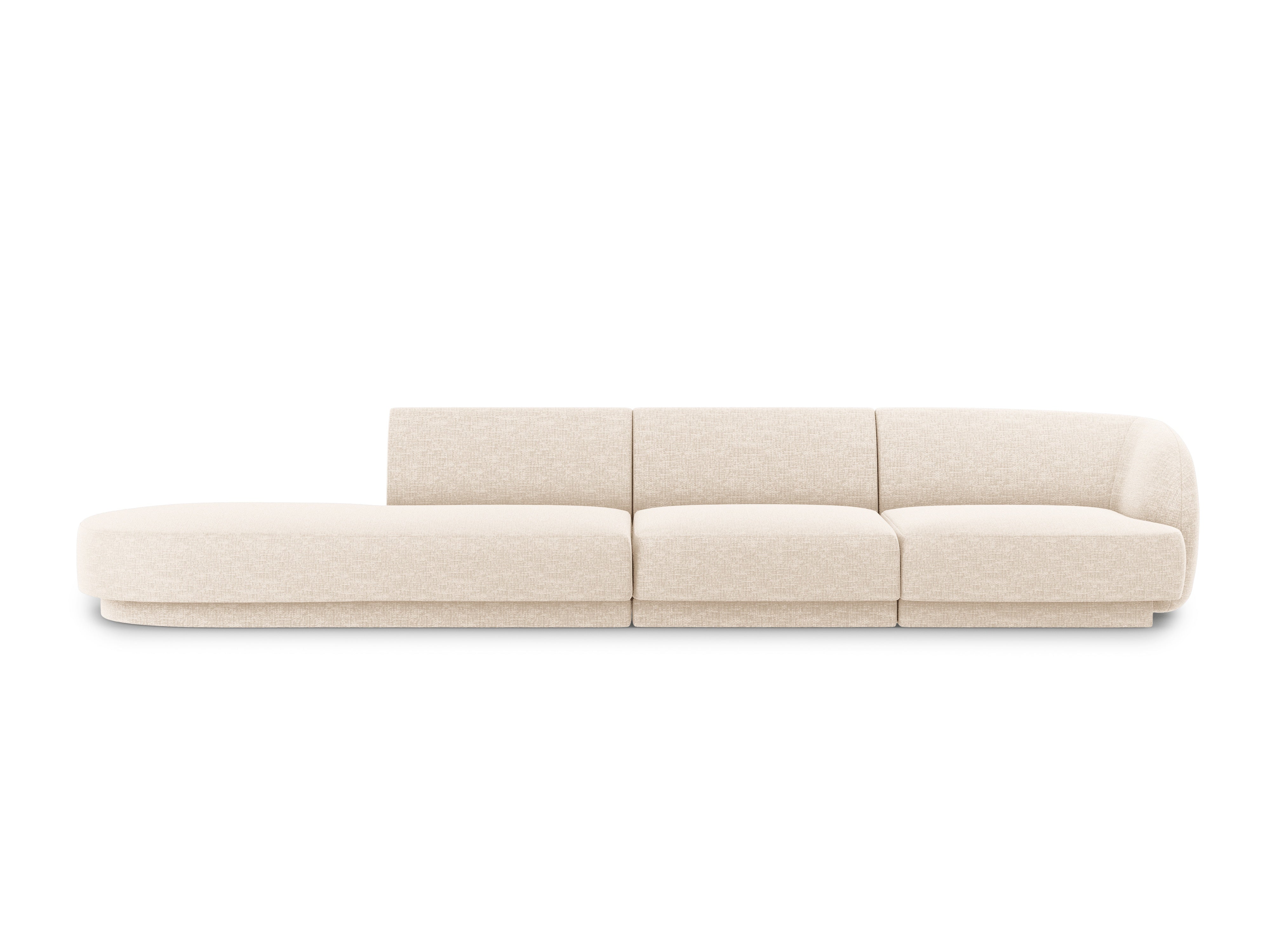 Sofa offene linke 4-sitzige offene MILEY Elfenbein Chenille