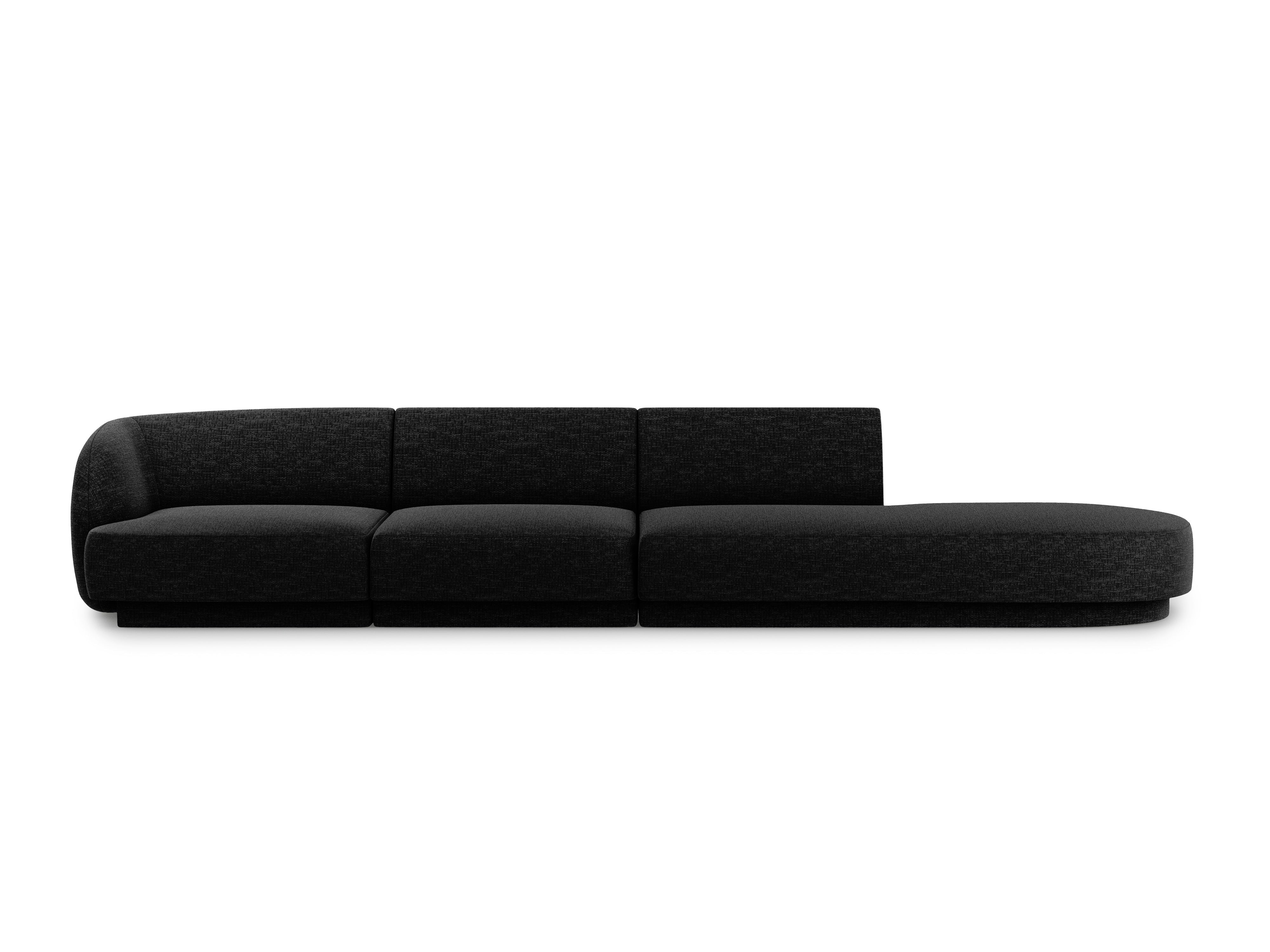 Sofa offene rechtsseitige 4-sitzige offene MILEY schwarz Chenille