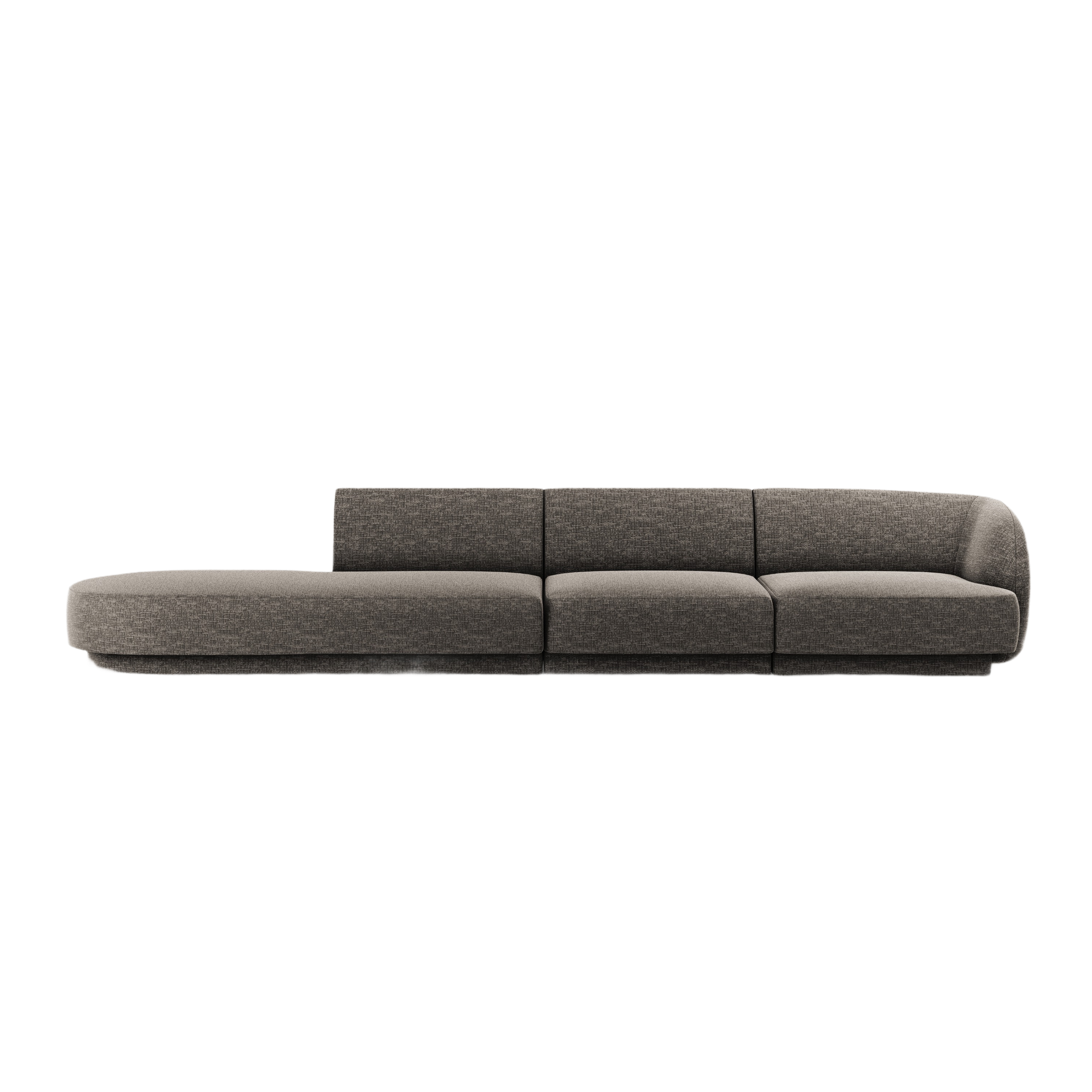 Sofa linksseitig 4-sitzig offen MILEY graues Chenille seidig