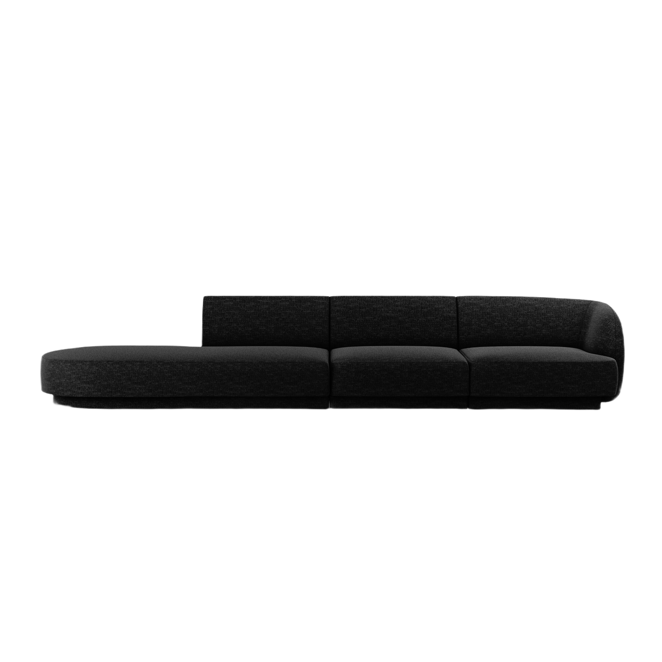 Sofa linksseitig 4-sitzig offen MILEY schwarzer Chenille seidig