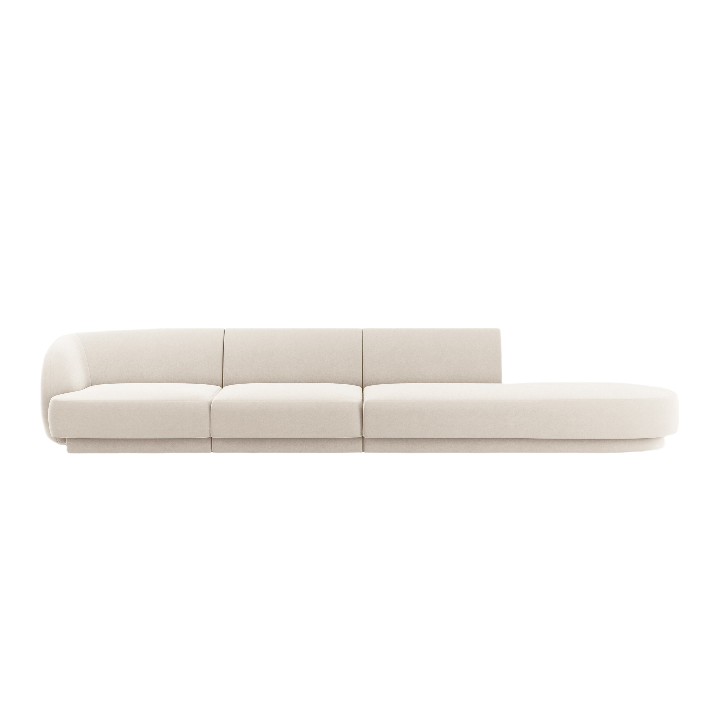 Sofa aus Samt, rechtsseitig, 4-sitzig, offen, MILEY, beige