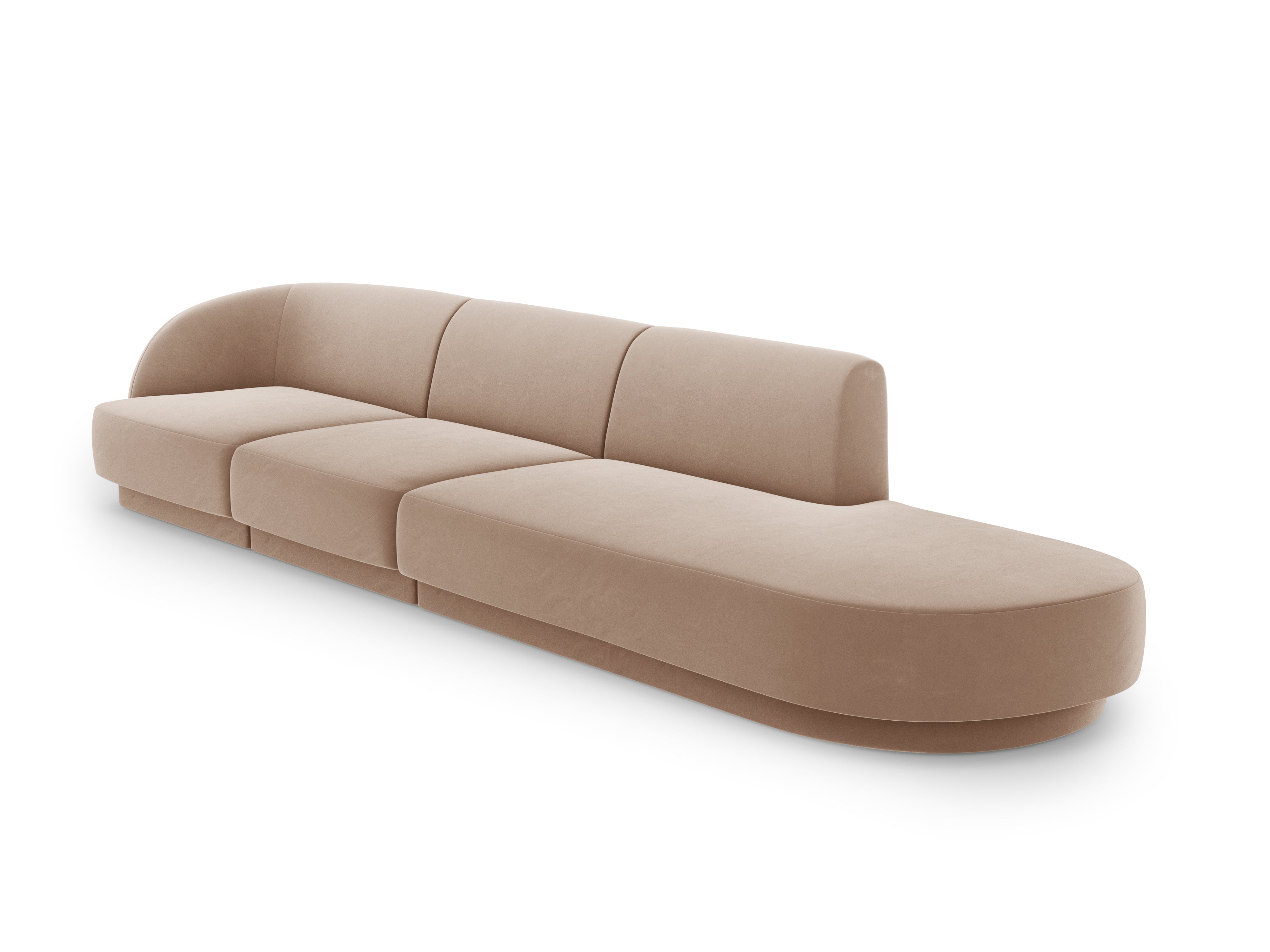 Sofa aksamitna prawostronna 4-osobowa otwarta MILEY cappuccino Micadoni Eye on Design