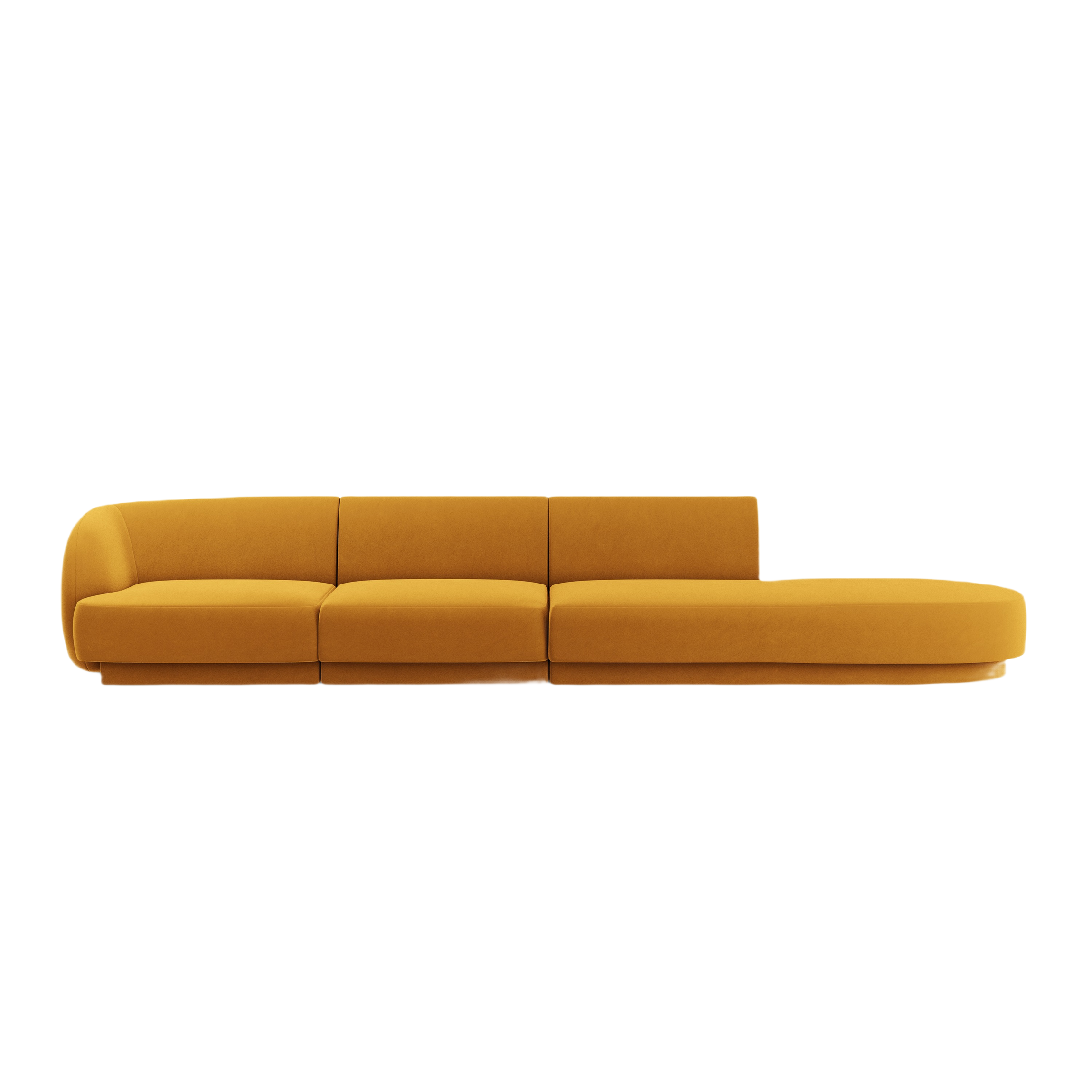 Sofa aus Samt, rechtsseitig, 4-sitzig, offen, MILEY, gelb
