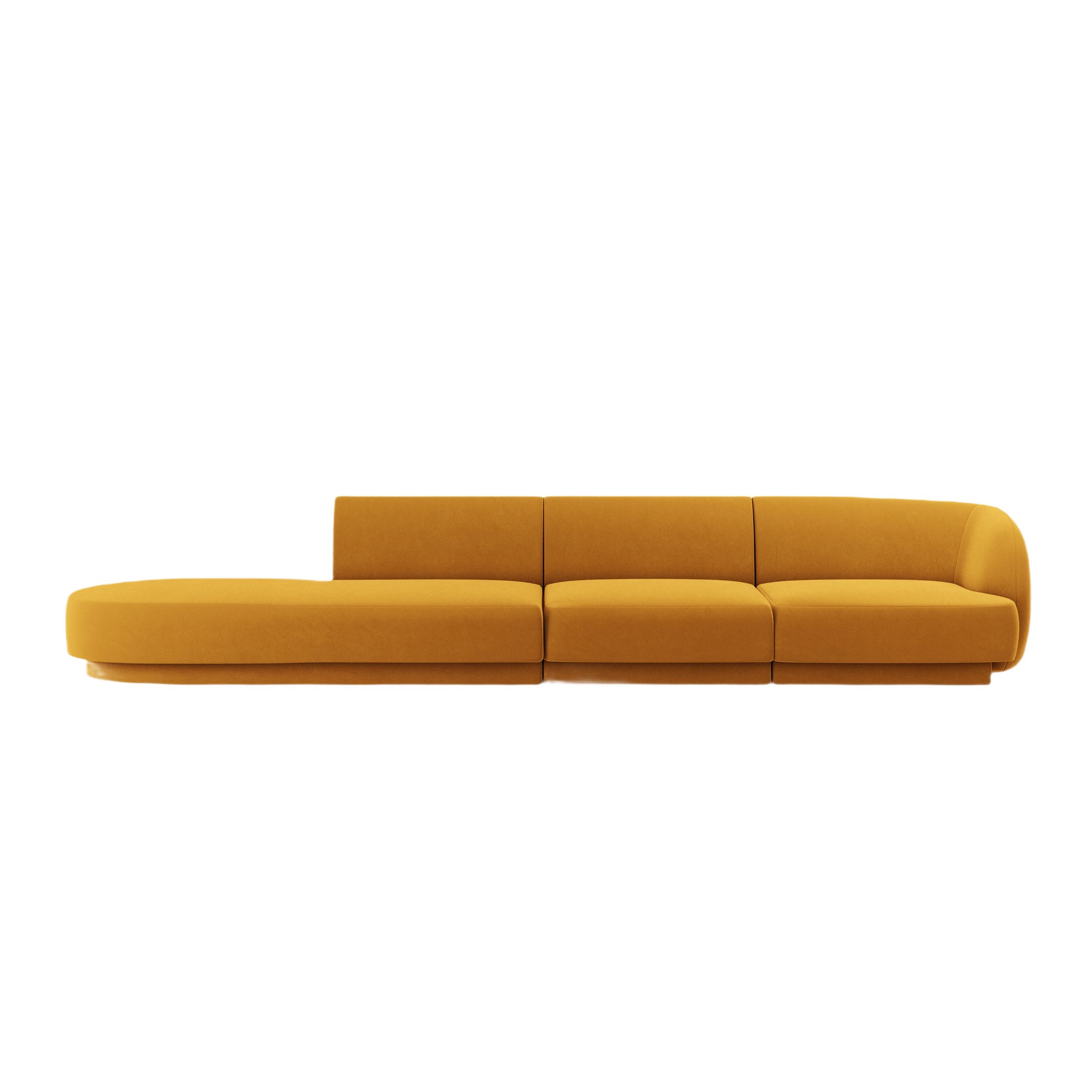 Sofa aus Samt, linksseitig, für 4 Personen, offen, MILEY, gelb