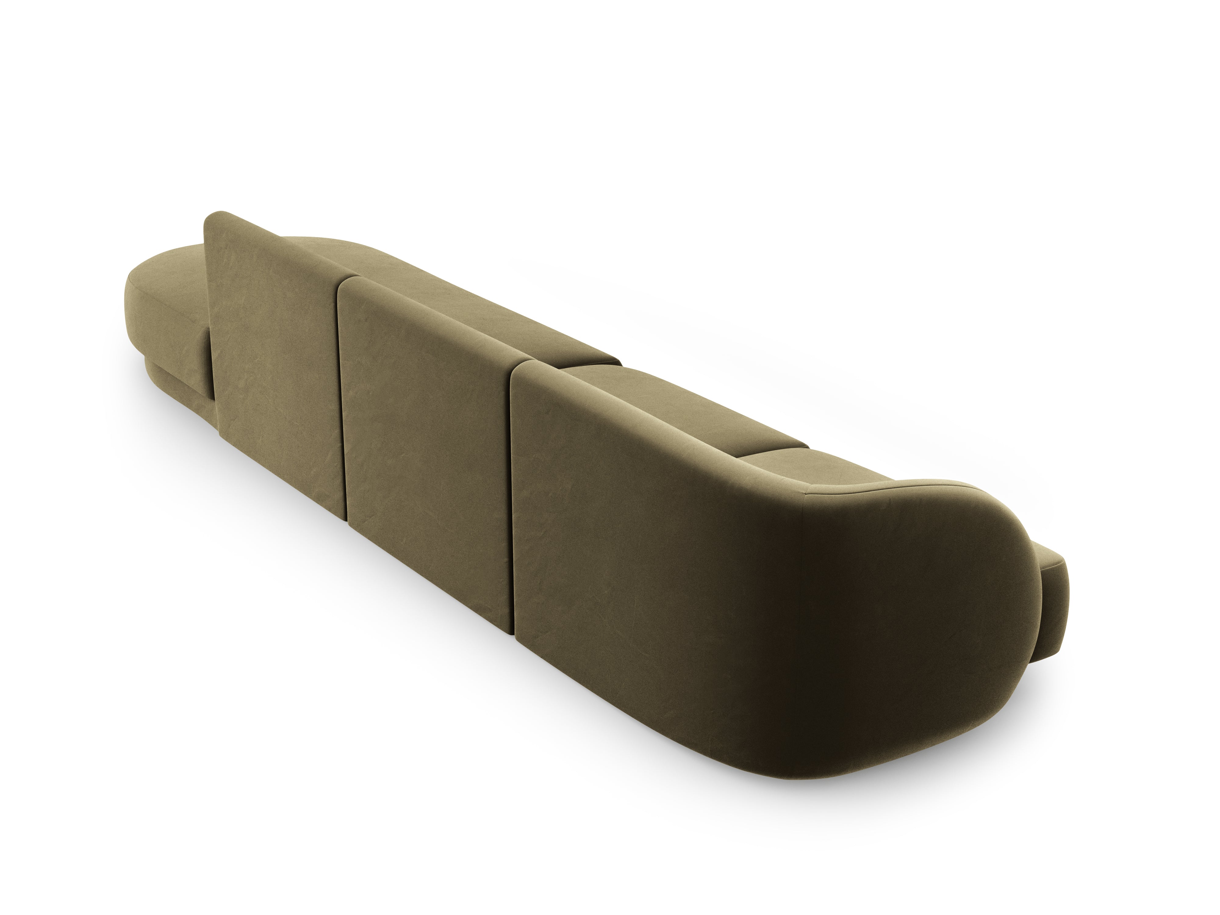 Sofa aksamitna prawostronna 4-osobowa otwarta MILEY zielony Micadoni Eye on Design