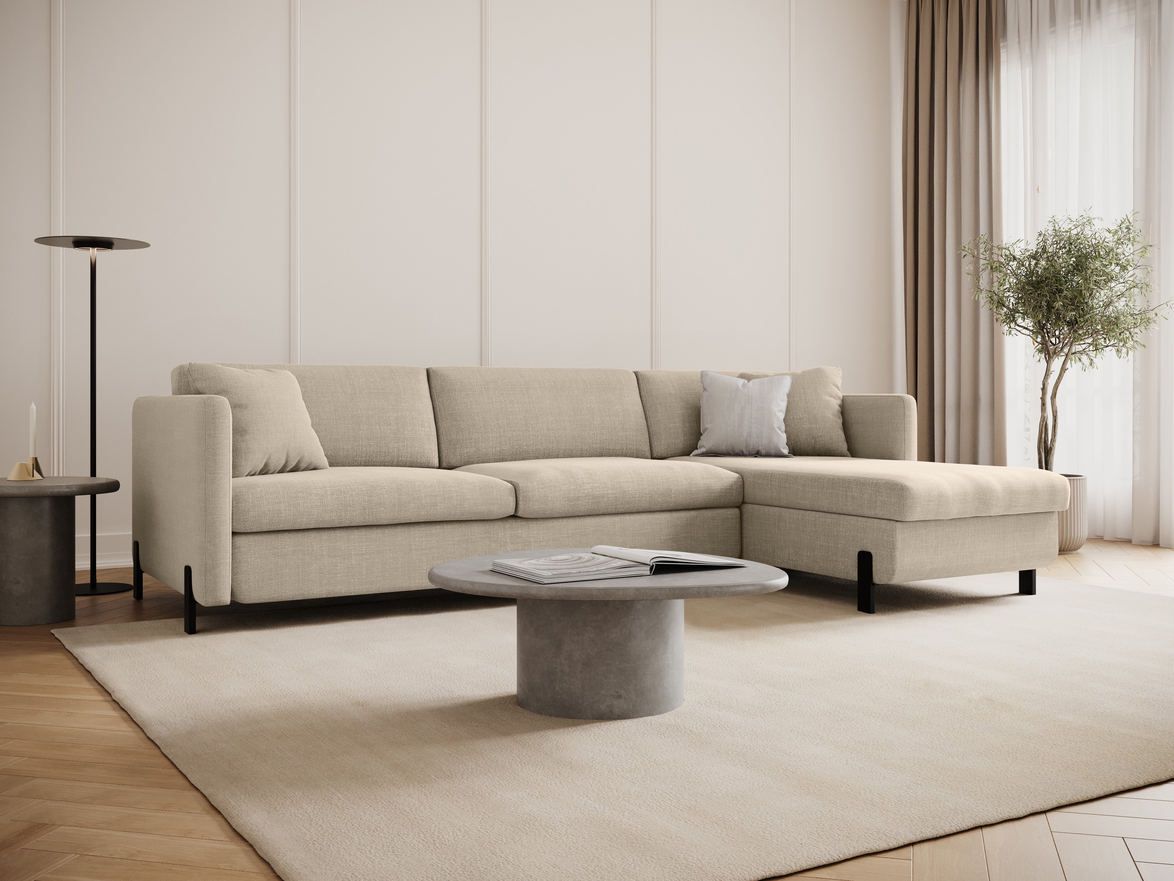 Rechte Ecke -Sofa mit Bettfunktion und Box, "Gloria", 5 Sitze, Beige, 280x170x80
In Europa gemacht