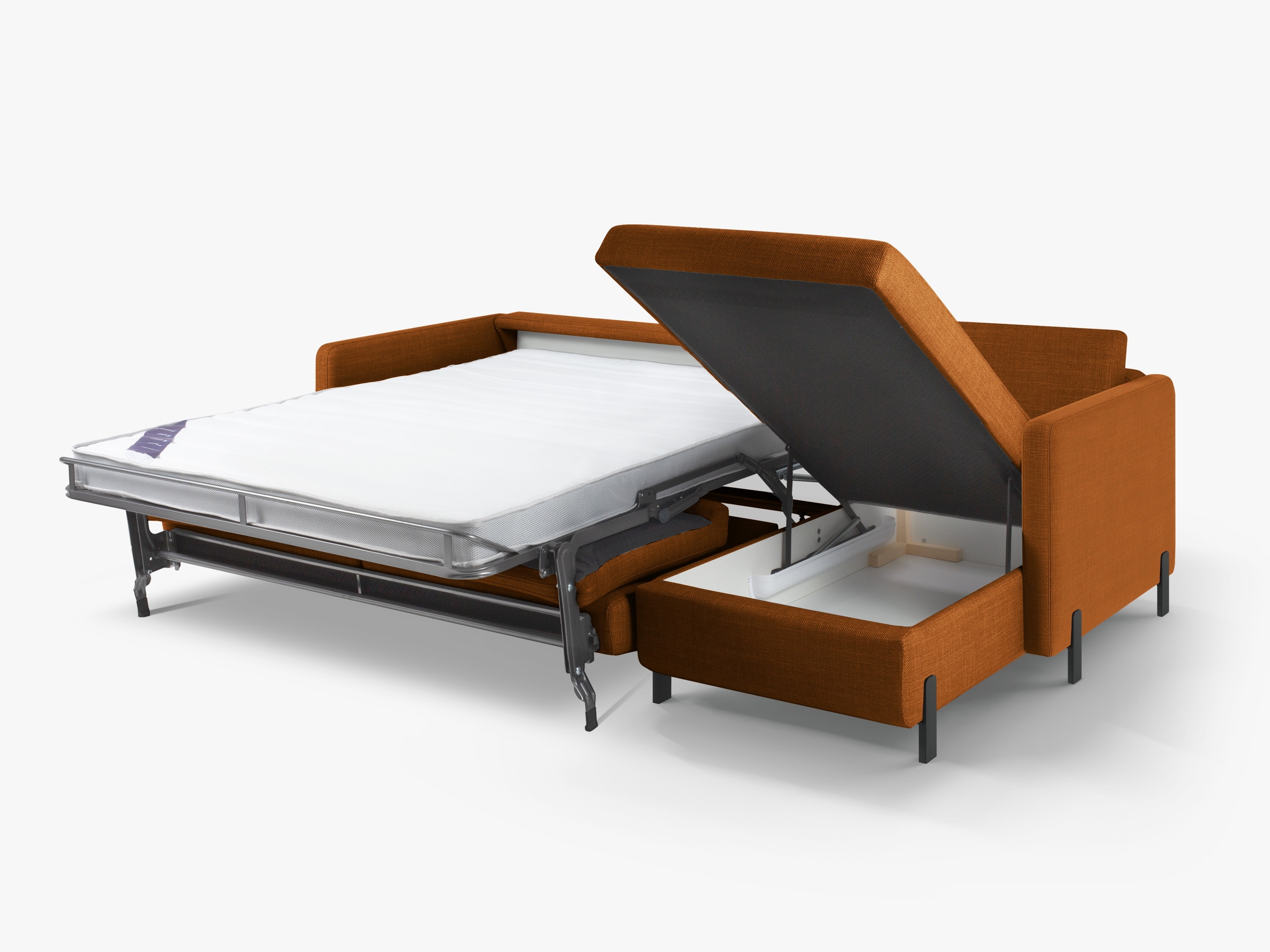 Rechte Ecksofa mit Bettfunktion und Box, "Gloria", 5 Sitze, Ziegel, 280x170x80
In Europa gemacht