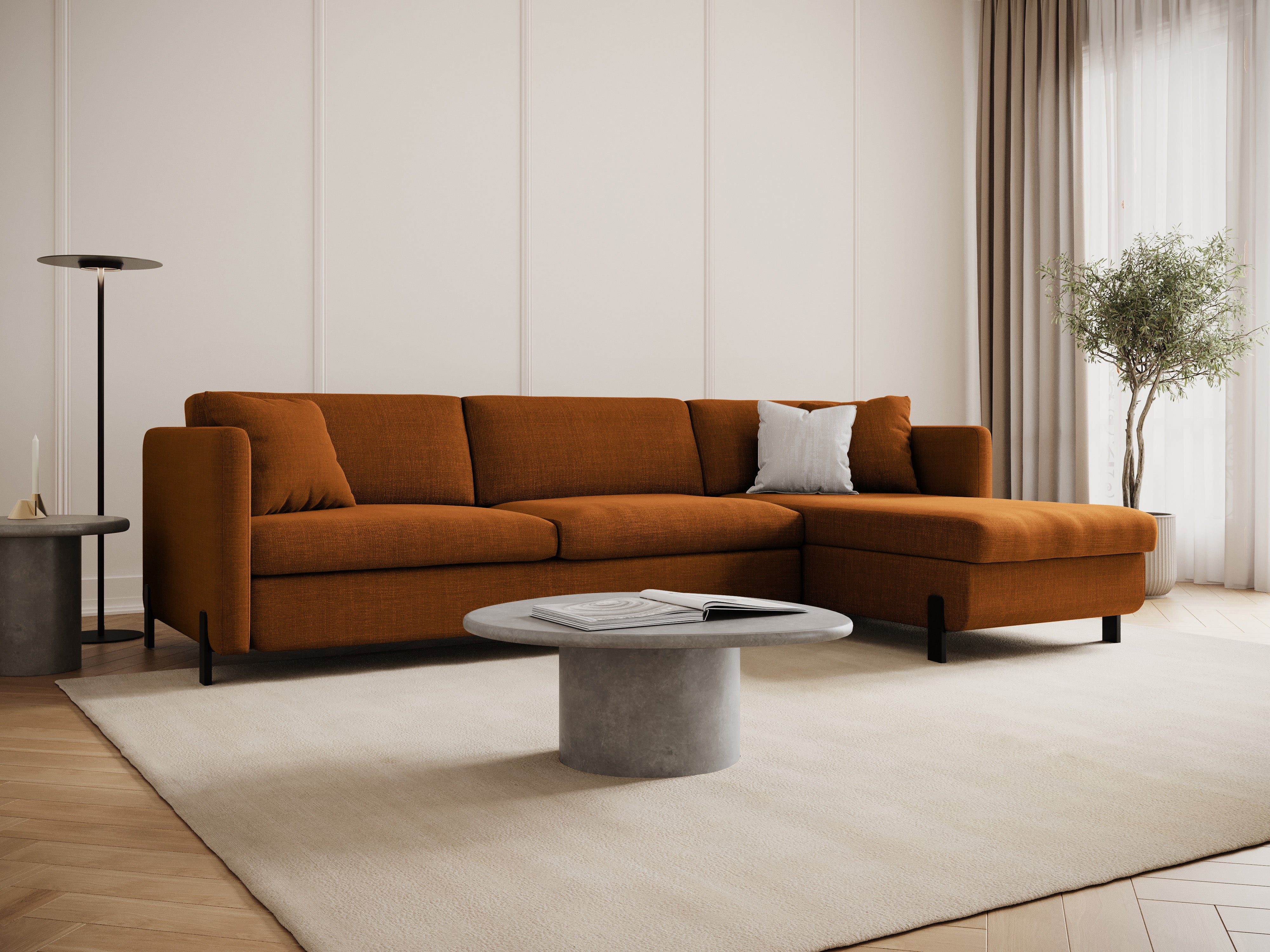 Rechte Ecksofa mit Bettfunktion und Box, "Gloria", 5 Sitze, Ziegel, 280x170x80
In Europa gemacht