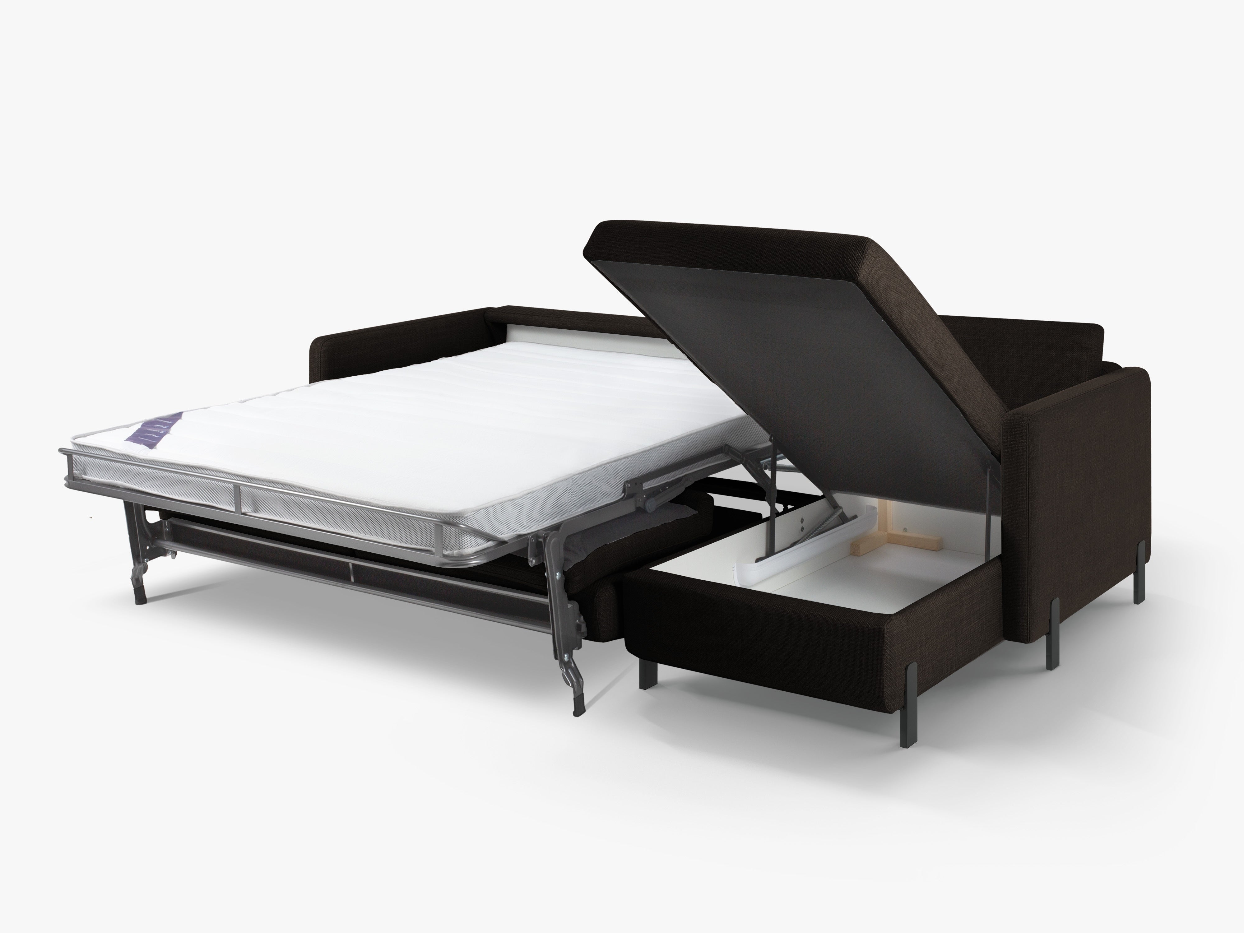 Rechte Ecke -Sofa mit Bettfunktion und Schachtel, "Gloria", 5 Sitze, Dunkelgrau, 280x170x80
In Europa gemacht