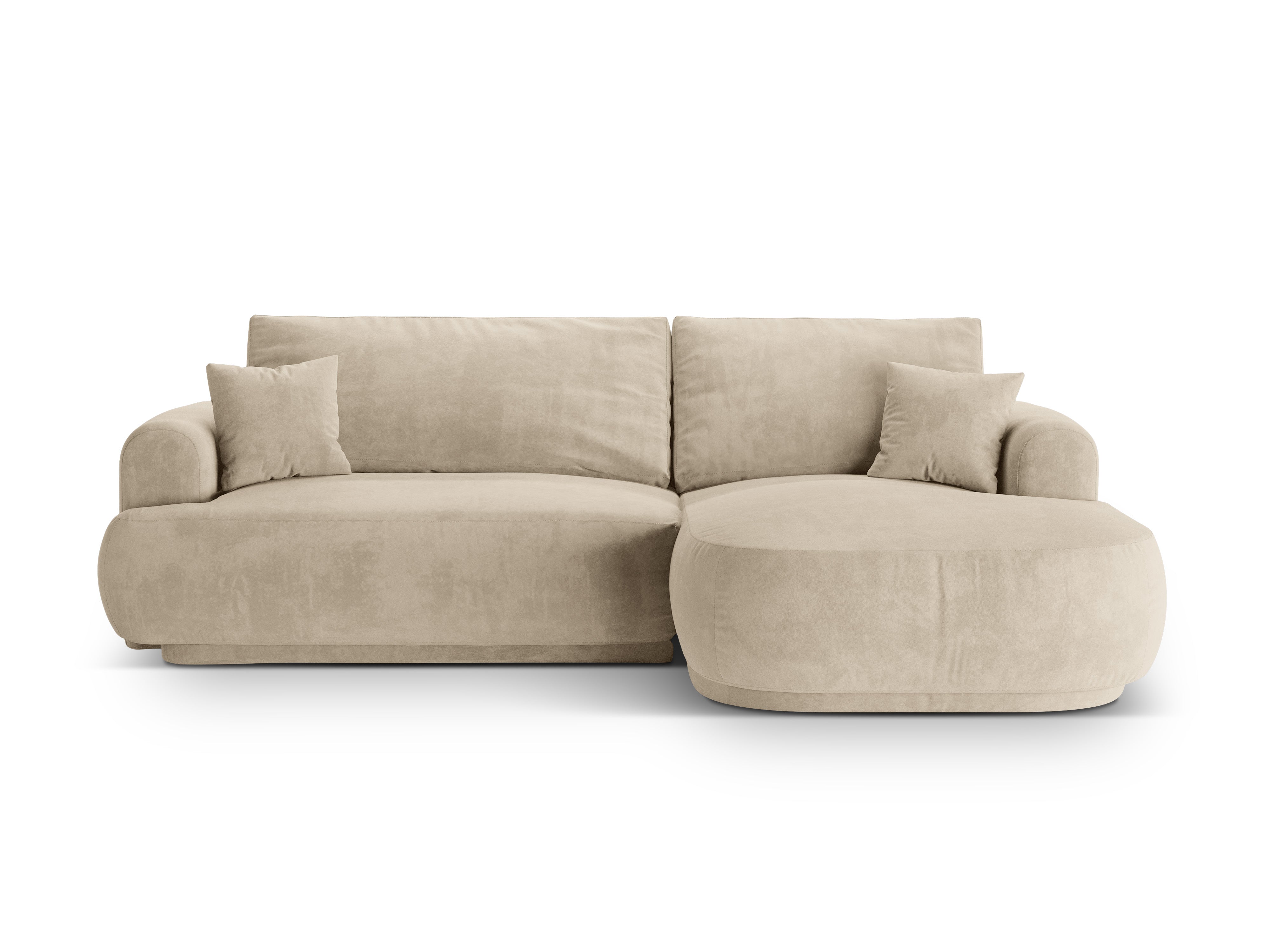 RECHTEN -SANDEL VELVET -Ecke mit Schlaffunktion Ella Light Beige