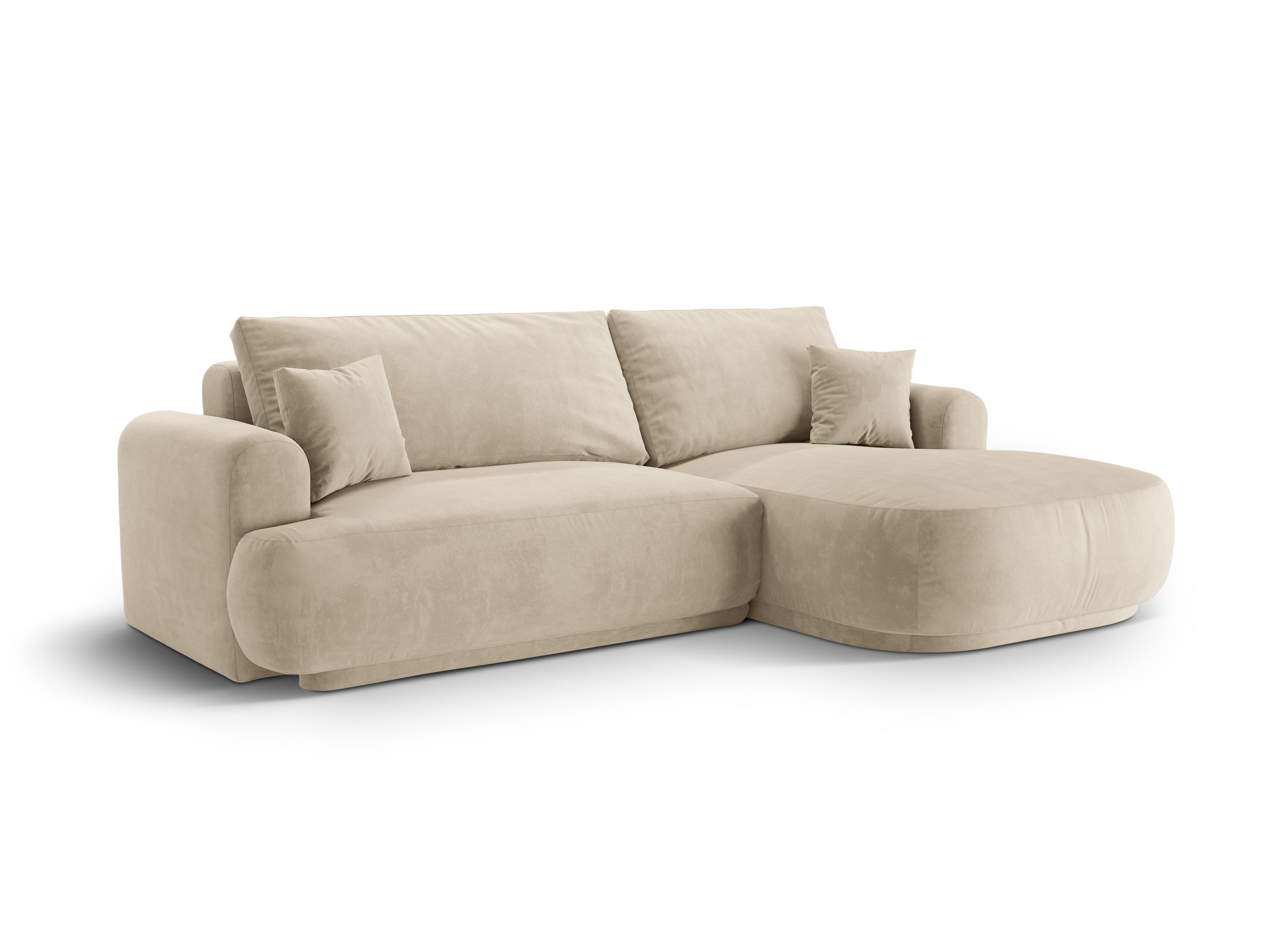 RECHTEN -SANDEL VELVET -Ecke mit Schlaffunktion Ella Light Beige