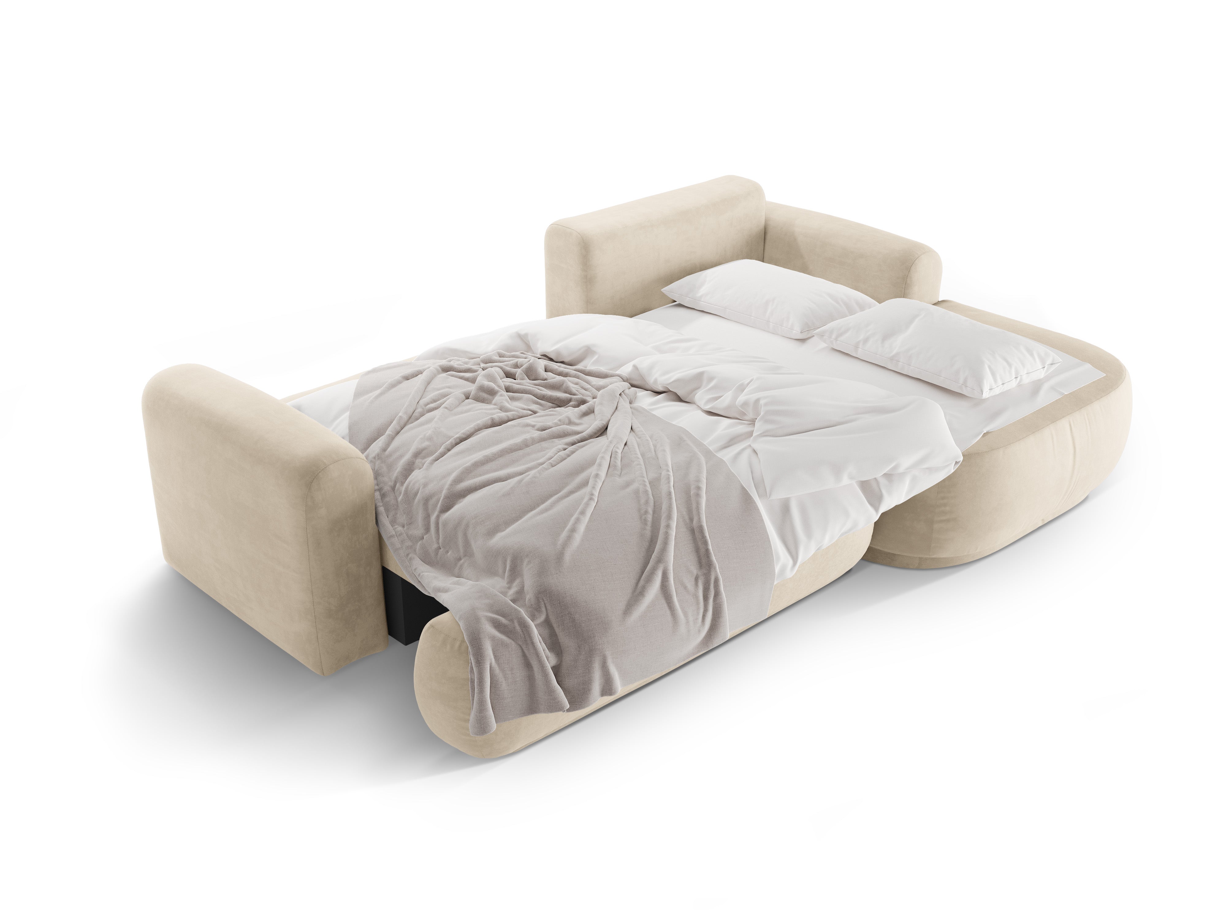 RECHTEN -SANDEL VELVET -Ecke mit Schlaffunktion Ella Light Beige
