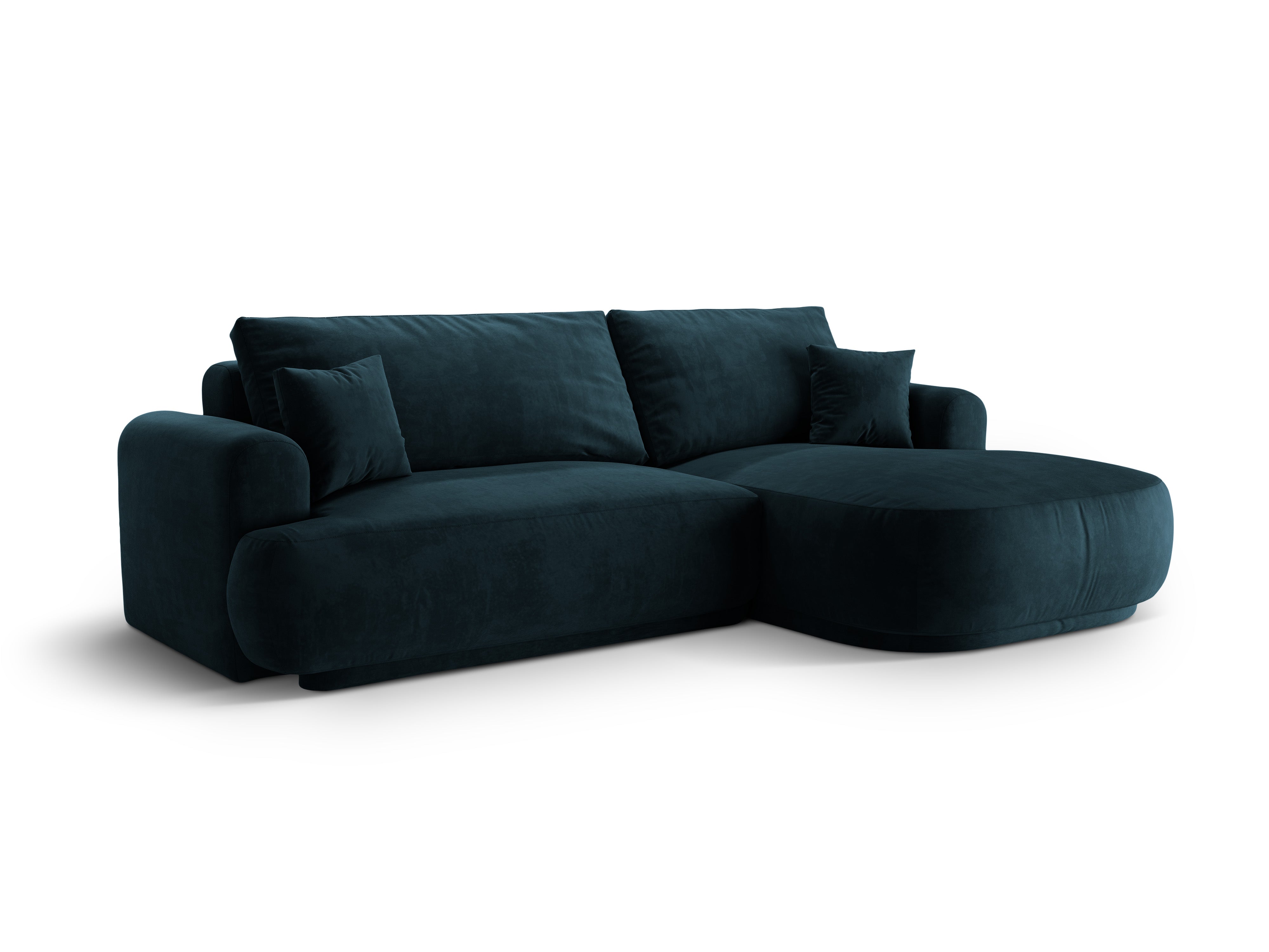 Samt rechts -Ecke mit Schlaffunktion Ella Benzin Marine Blau