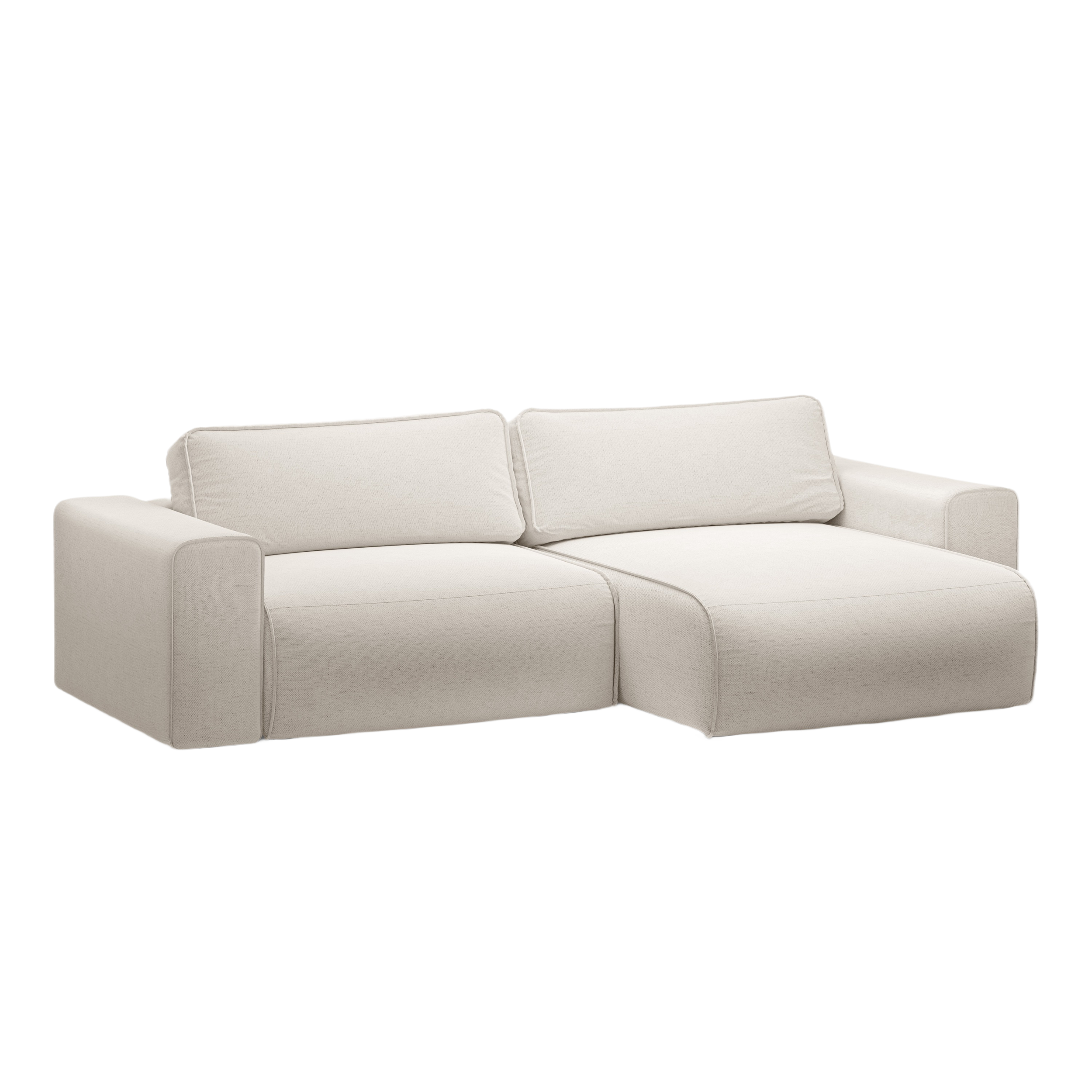 Right-sided 3-seater sofa bed VICTOR light beige chenille