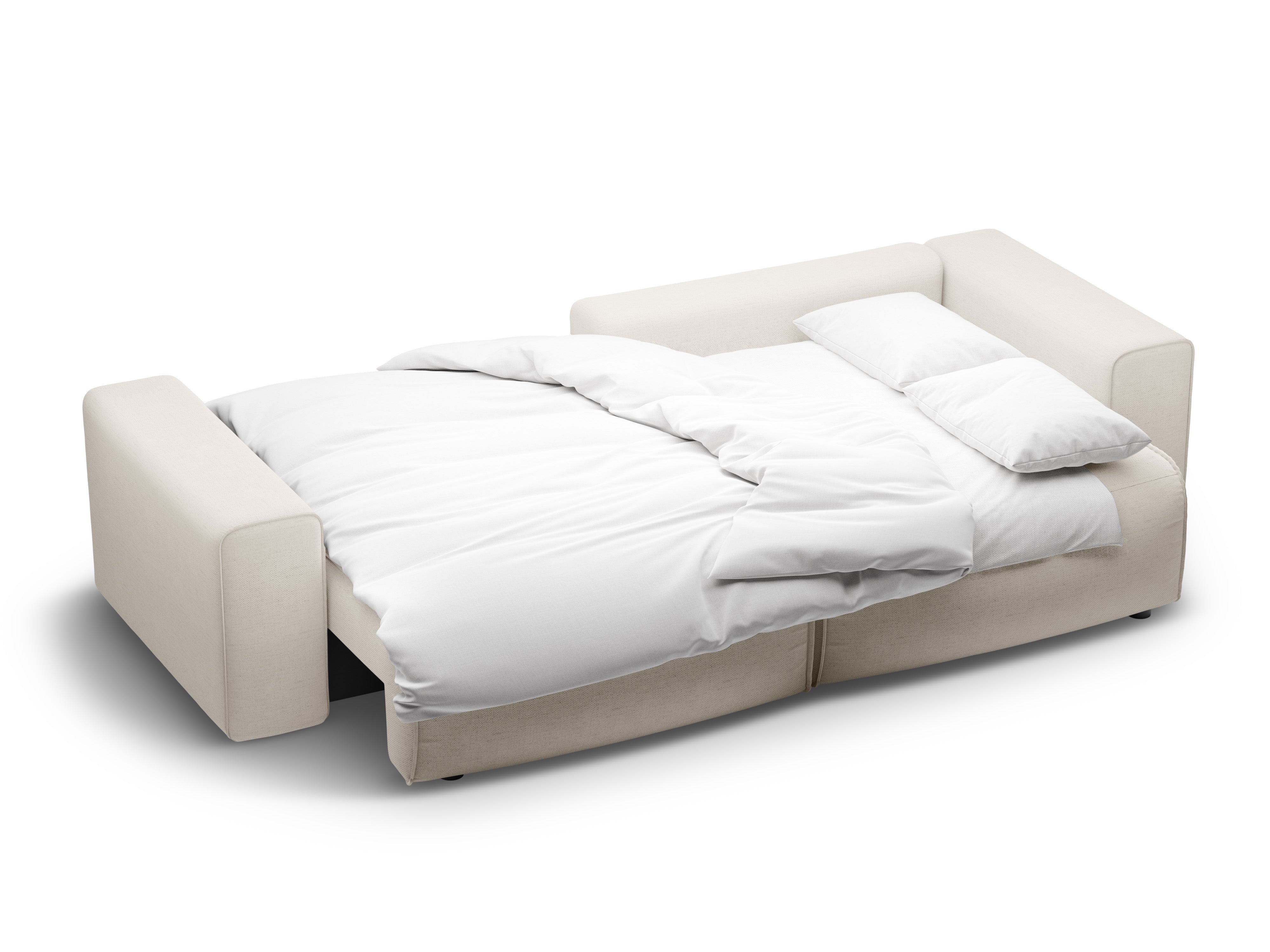 Right-sided 3-seater sofa bed VICTOR light beige chenille