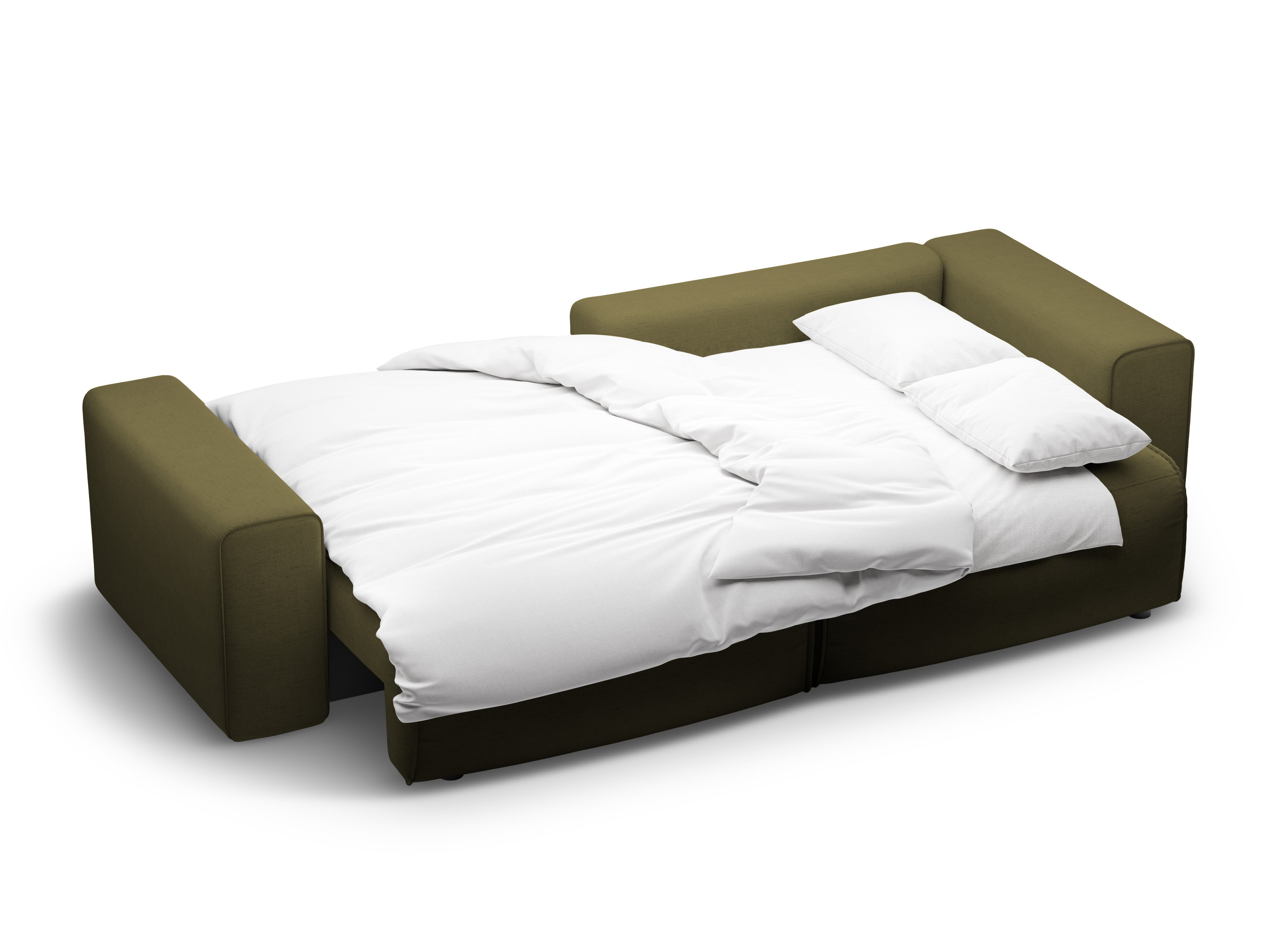 Right-facing 3-seater sofa bed VICTOR green chenille