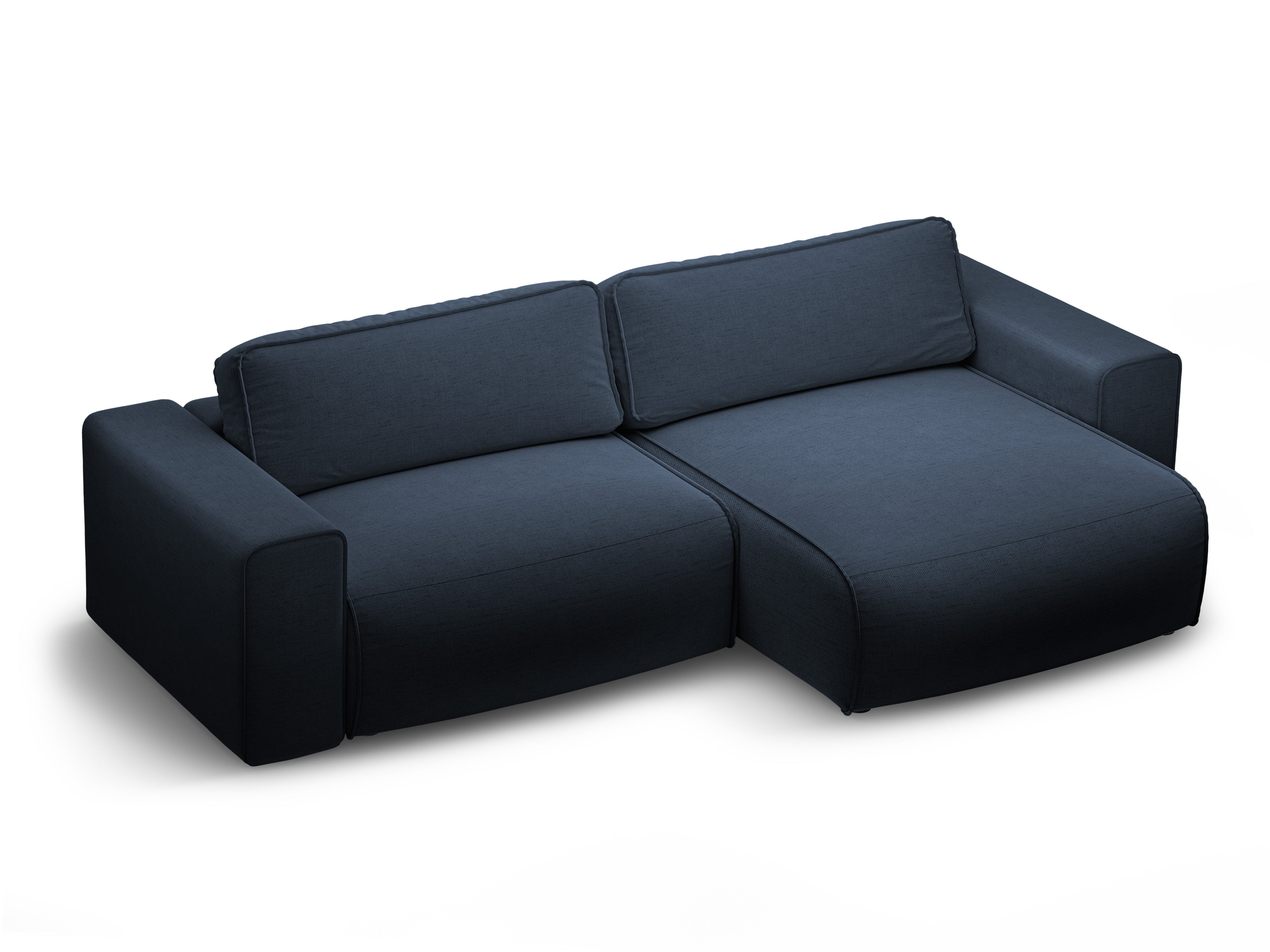 Right-facing 3-seater sofa bed VICTOR royal blue chenille
