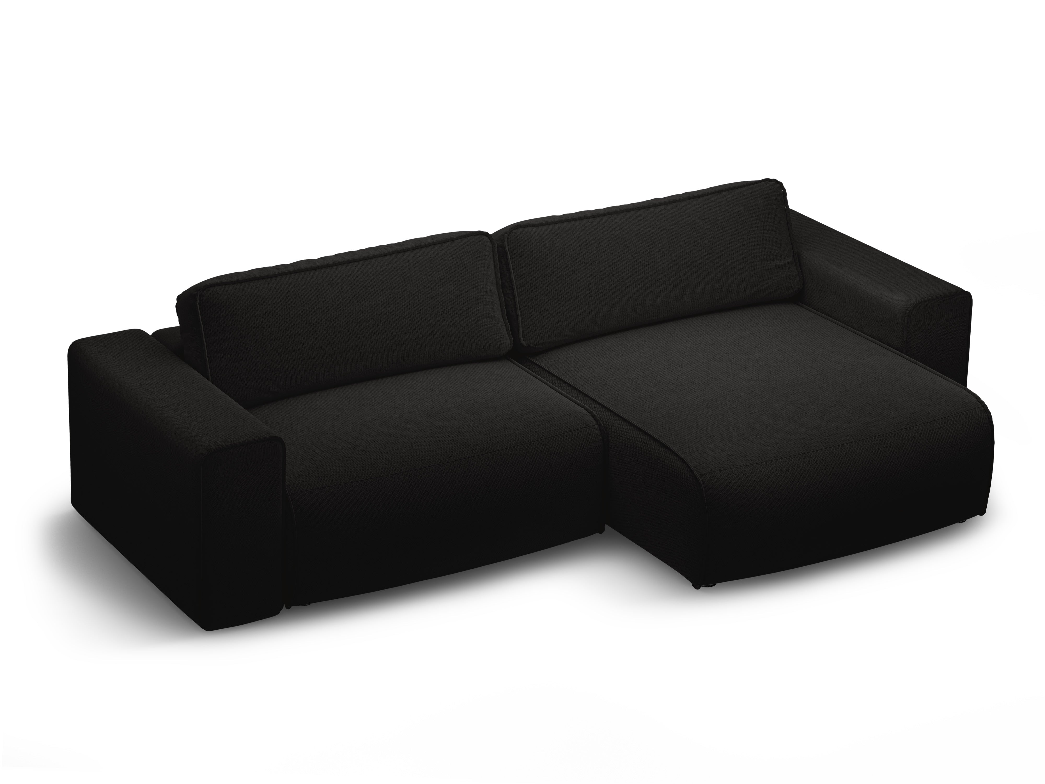 Right-facing 3-seater sofa bed VICTOR black chenille