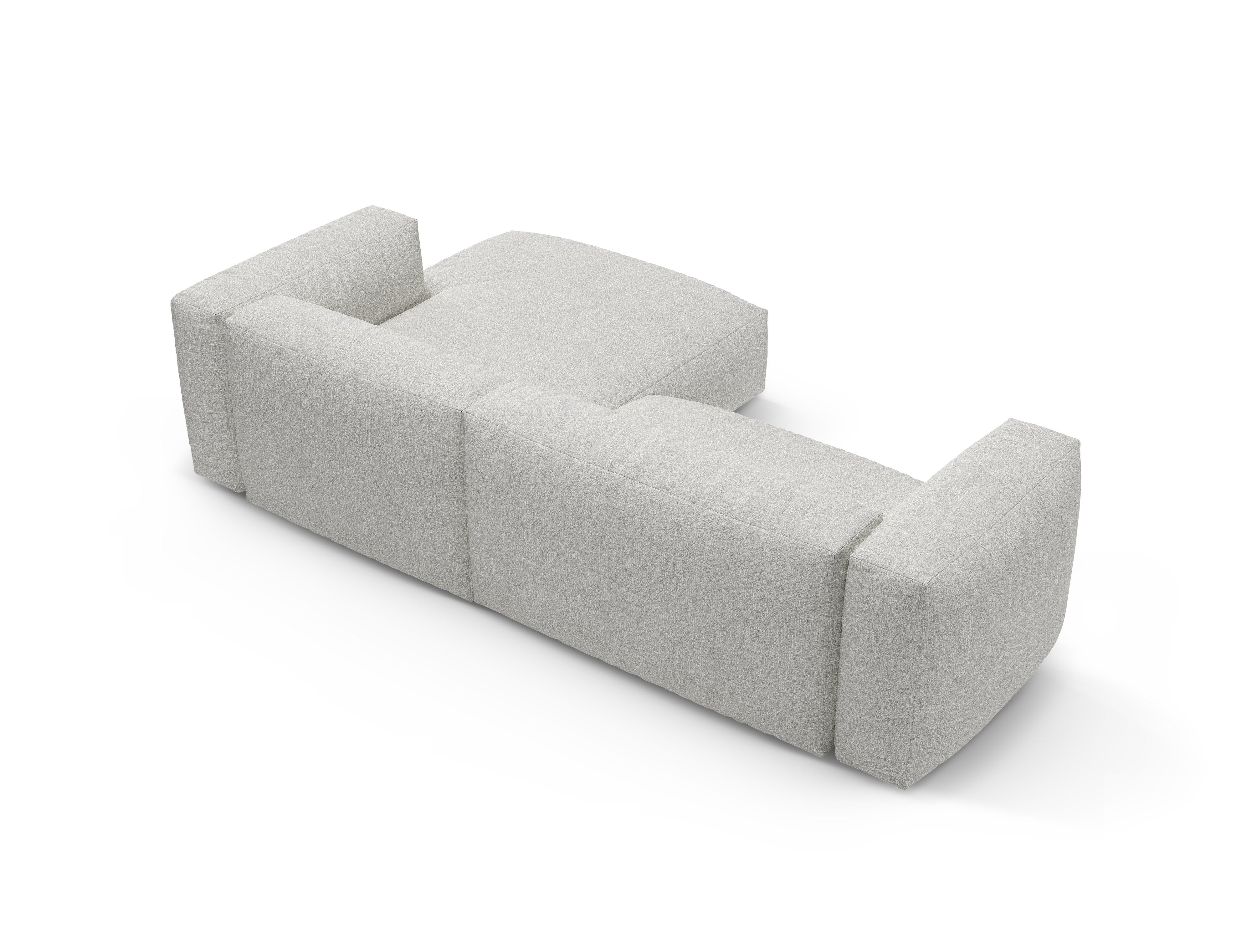 Right-facing corner sofa bed MARTINA in gray-beige mélange boucle